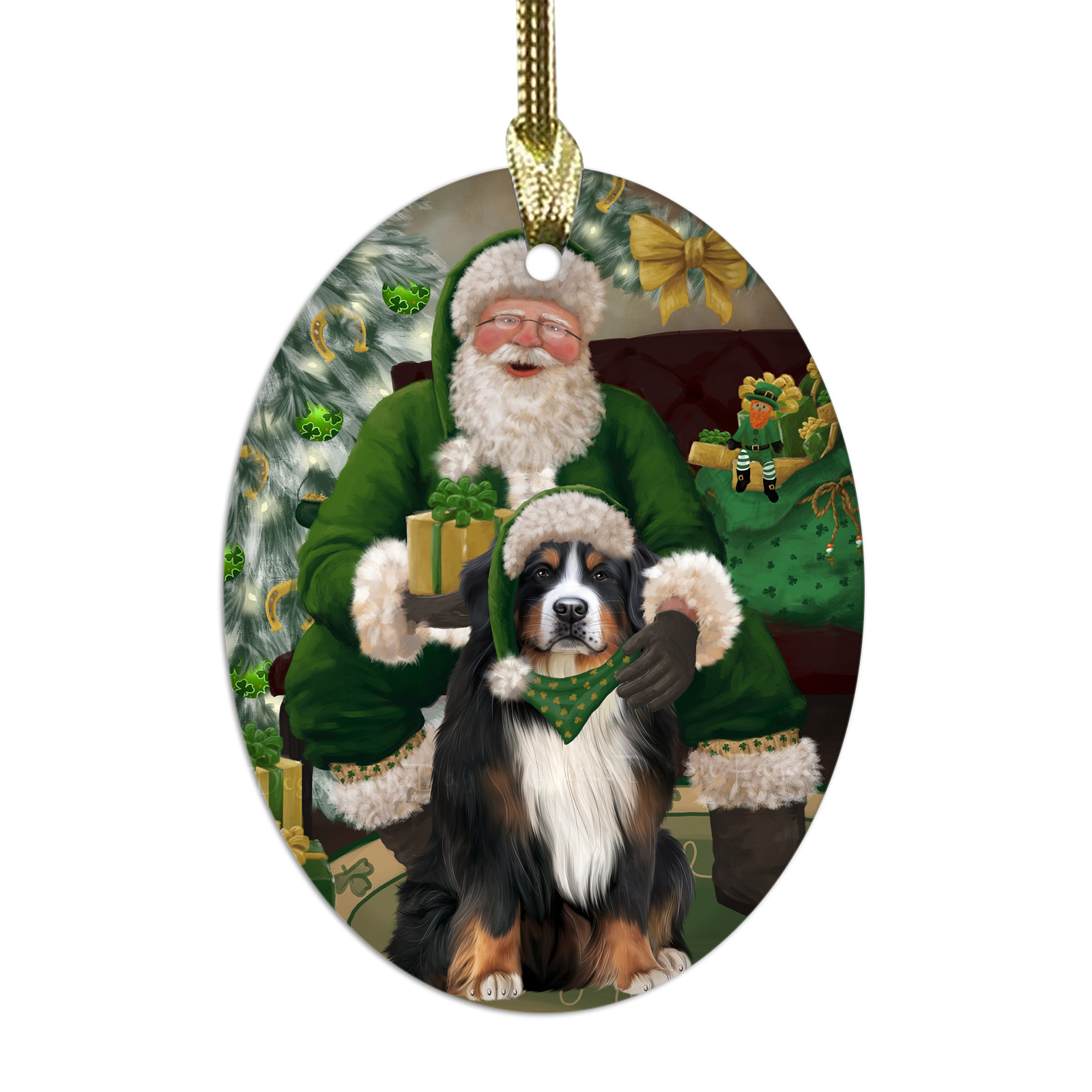 Bernese Mountain Dog Oval Glass Christmas Hanging Ornaments X-mas Tree Decor - Picture 29 of 65