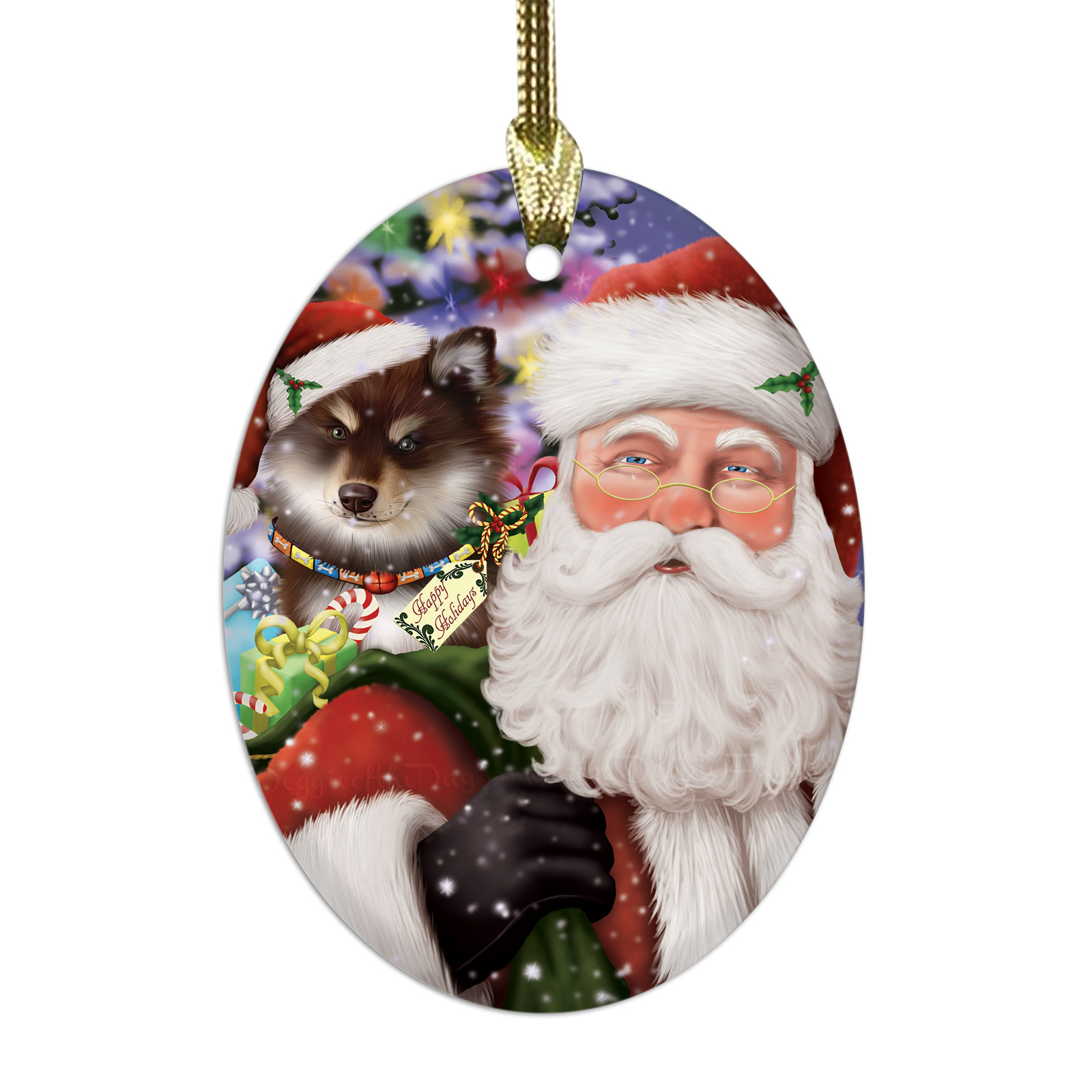Adornos colgantes de Navidad de vidrio ovalado de perro lapphund finlandés árbol de Navidad decoración - Imagen 37 de 46