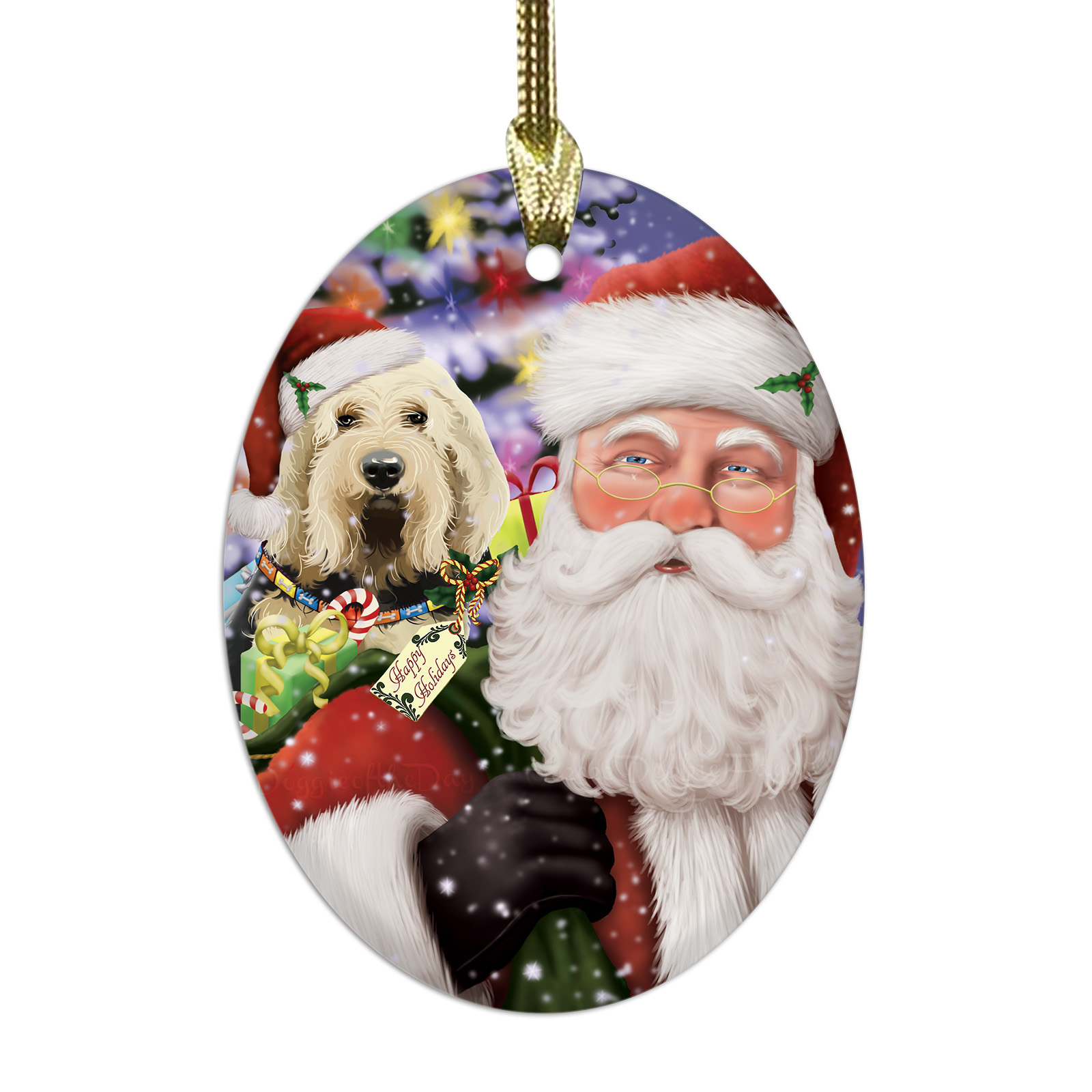 Ornamenti natalizi da appendere in vetro ovale per cani Otterhound per decorazioni albero di natale - Foto 2 di 3