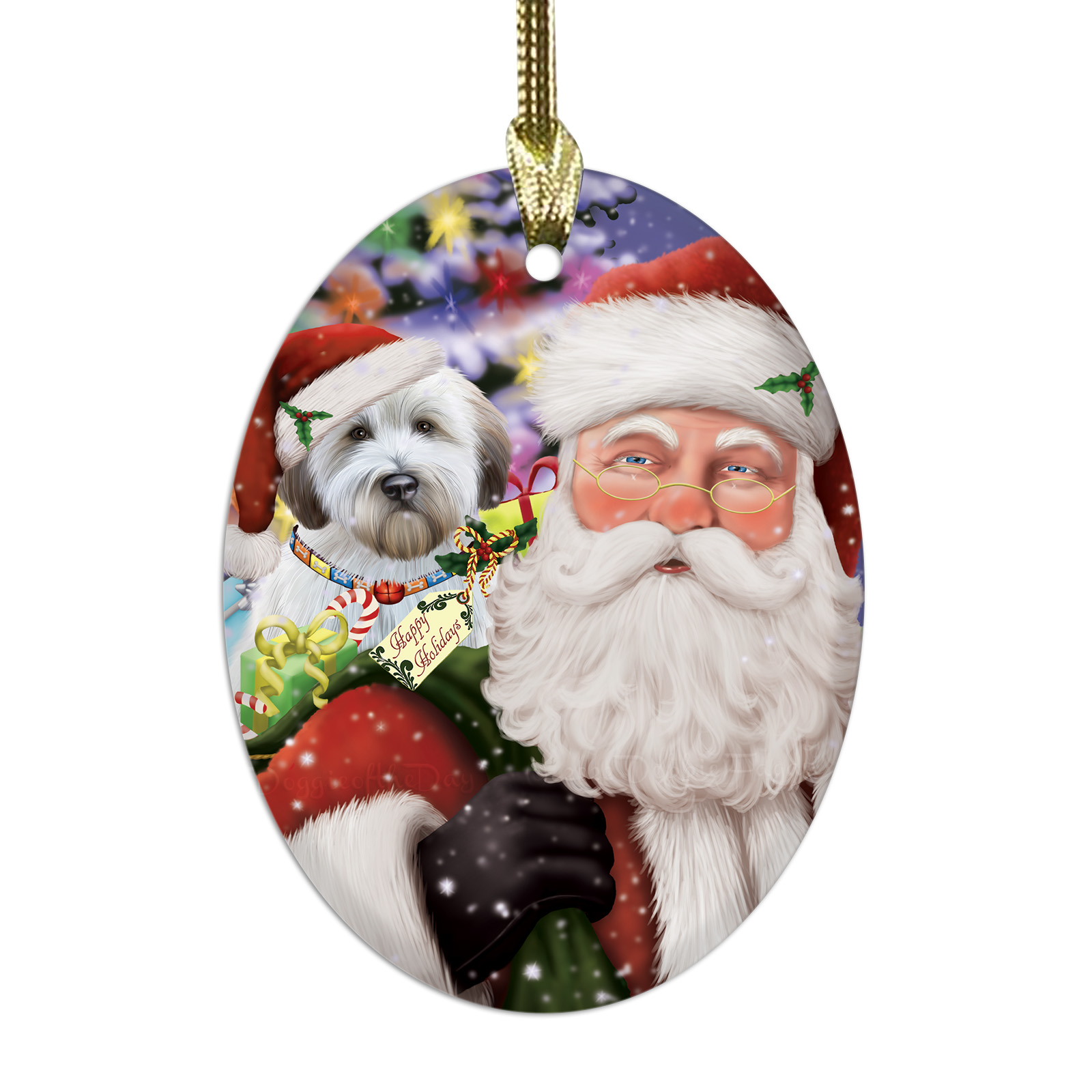 Wheaten Terrier Dog Oval Glass Christmas Hanging Ornaments X-mas Tree Decoration - Picture 73 of 77