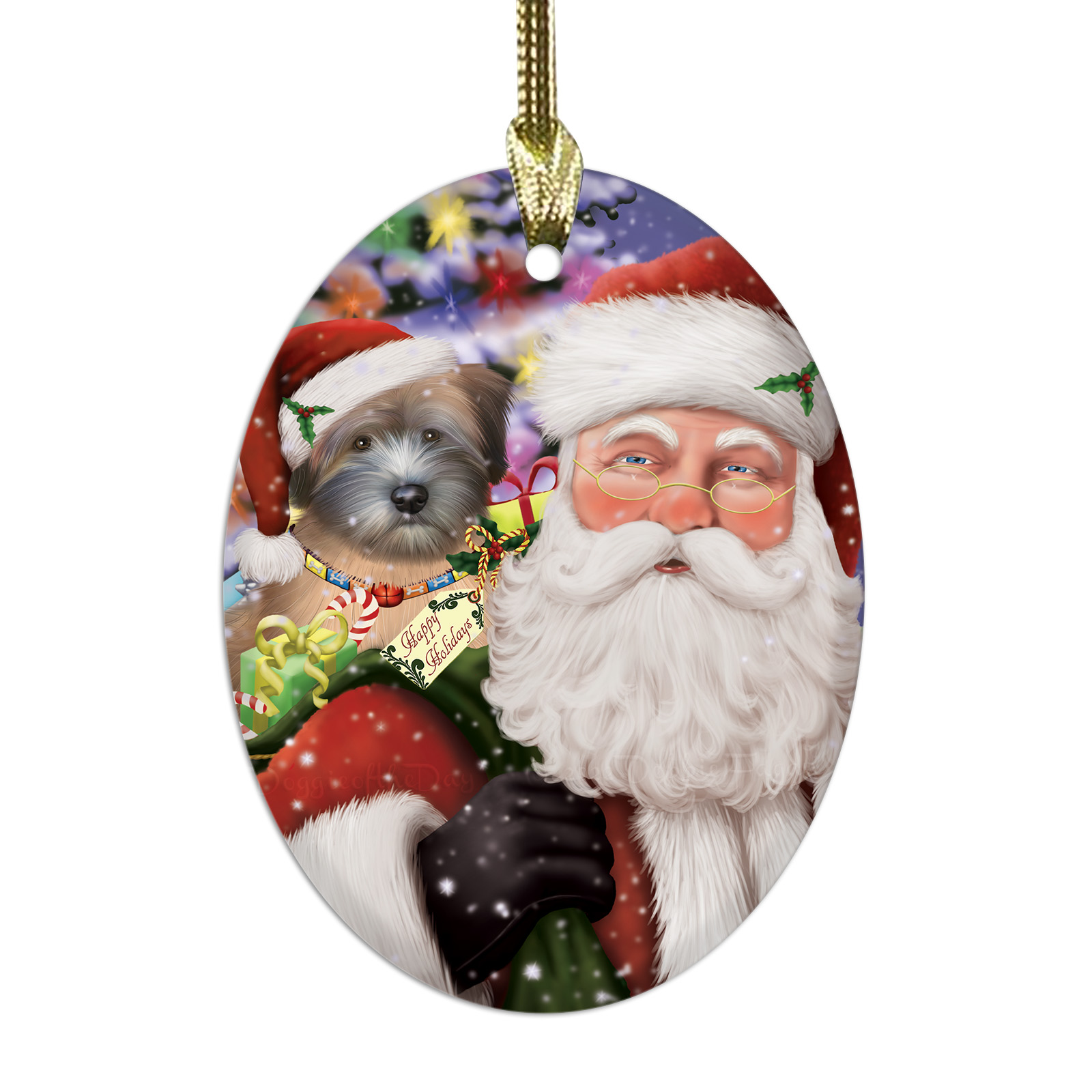 Wheaten Terrier Dog Oval Glass Christmas Hanging Ornaments X-mas Tree Decoration - Picture 52 of 77