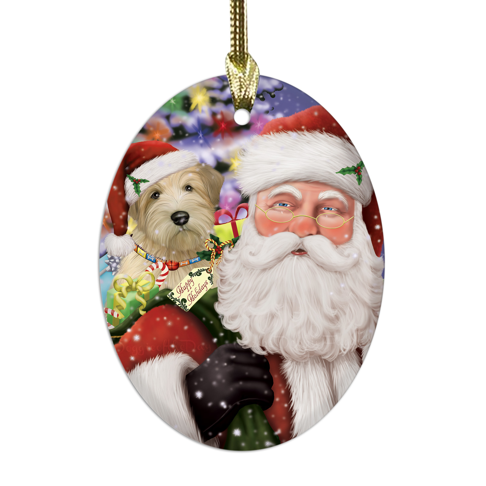 Wheaten Terrier Dog Oval Glass Christmas Hanging Ornaments X-mas Tree Decoration - Picture 37 of 77