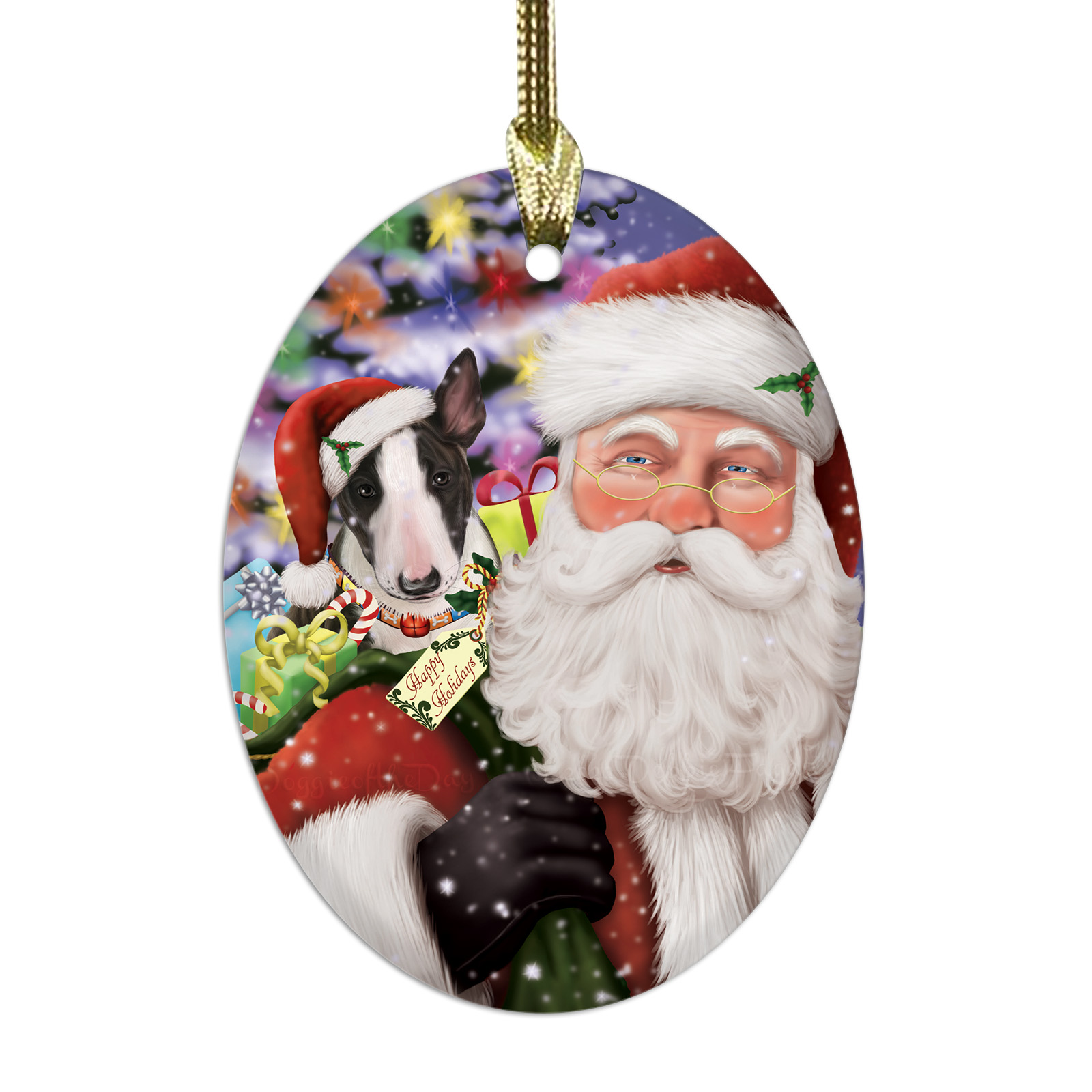 Bull Terrier cane ovale vetro decorazioni natalizie da appendere albero di natale - Foto 35 di 60