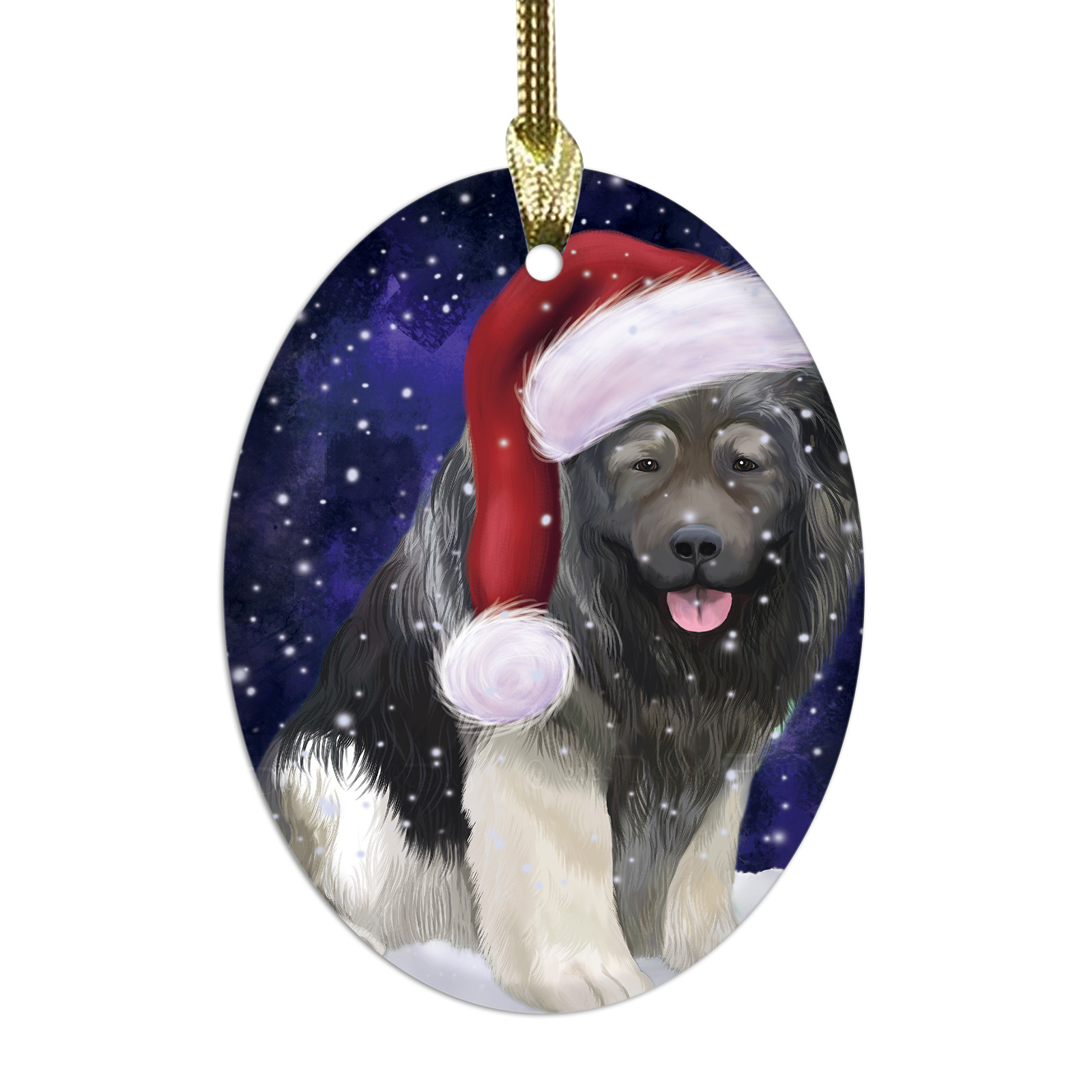 Ovcharka cane caucasico ovale vetro decorazioni natalizie da appendere per albero di Natale - Foto 3 di 5