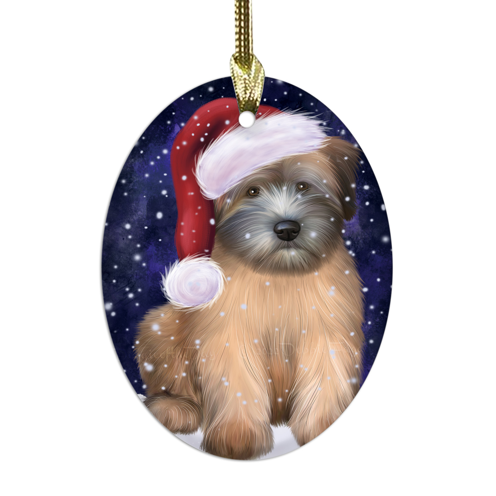 Wheaten Terrier Dog Oval Glass Christmas Hanging Ornaments X-mas Tree Decoration - Picture 31 of 77