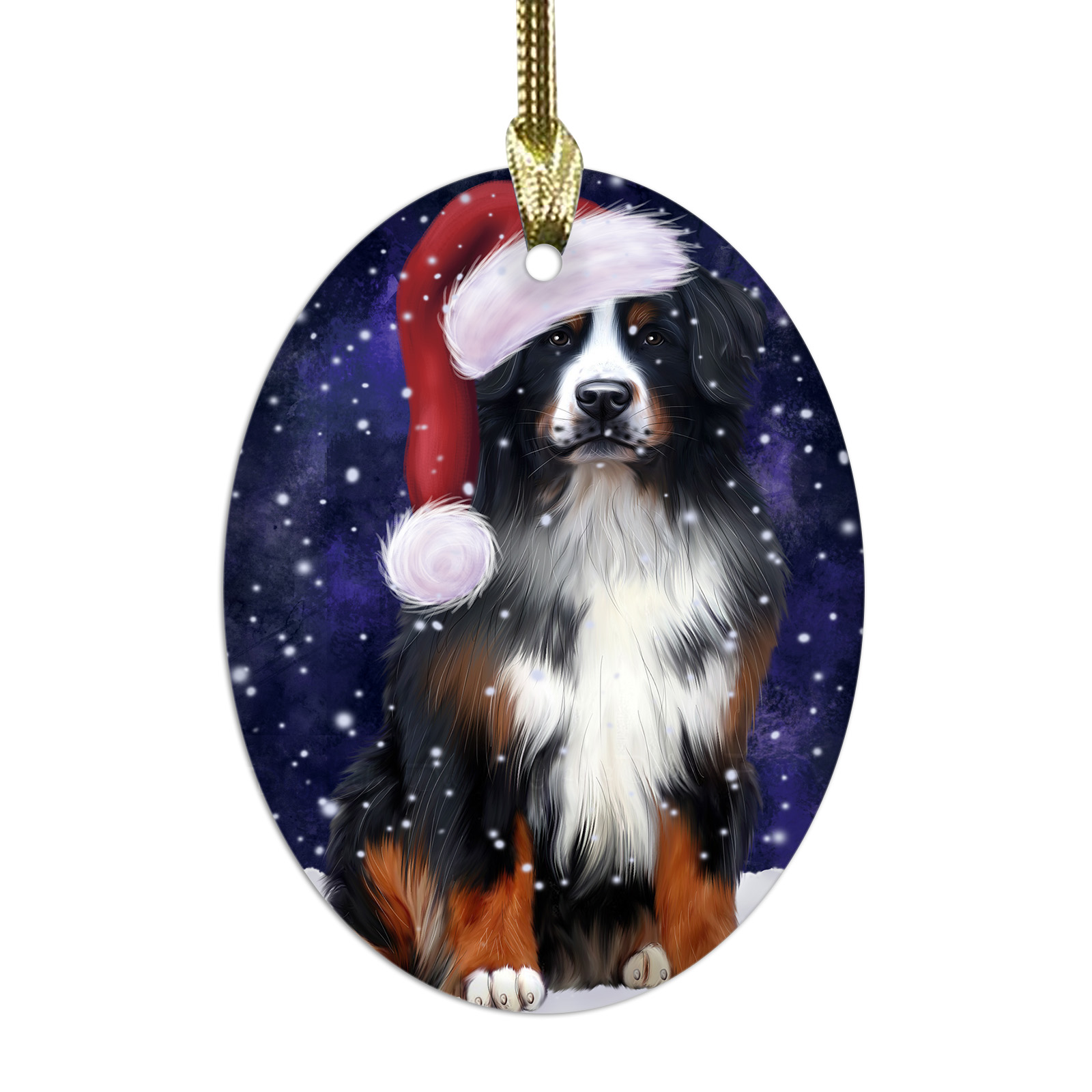 Bernese Mountain Dog Oval Glass Christmas Hanging Ornaments X-mas Tree Decor - Picture 63 of 65