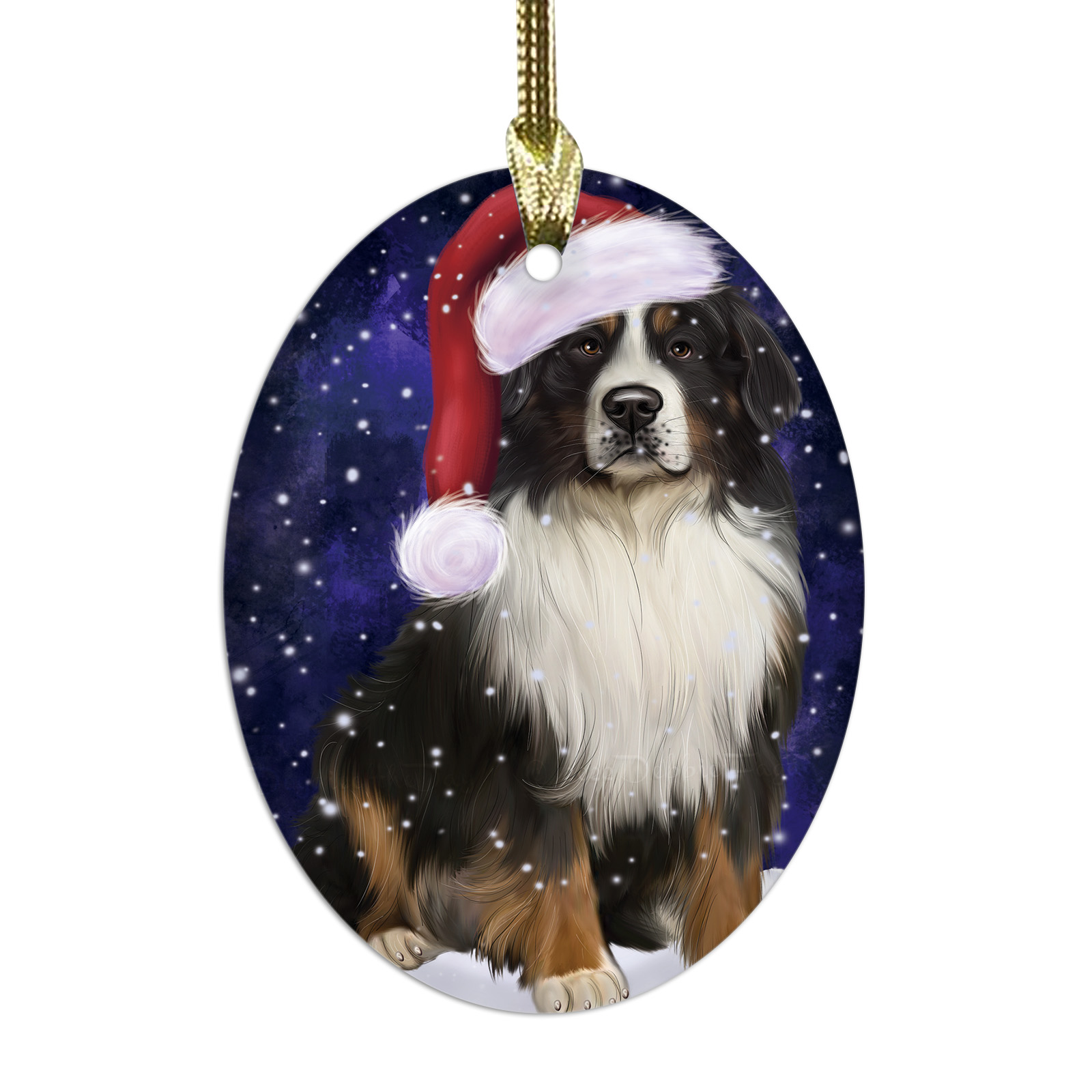 Bernese Mountain Dog Oval Glass Christmas Hanging Ornaments X-mas Tree Decor - Picture 64 of 65