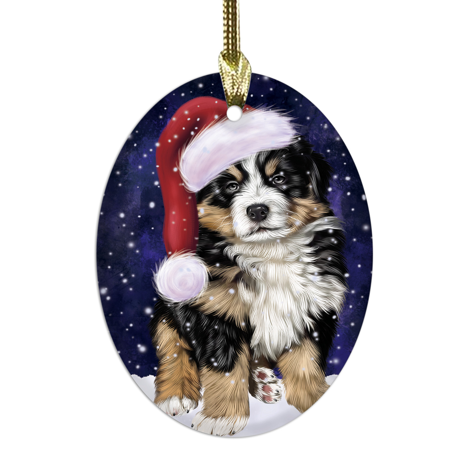 Bernese Mountain Dog Oval Glass Christmas Hanging Ornaments X-mas Tree Decor - Picture 31 of 65