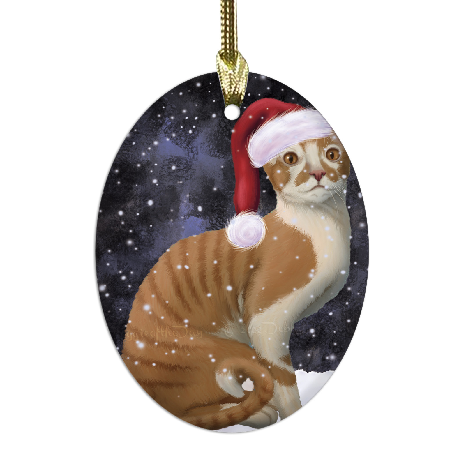 Cornish Rex Cat Oval Glass Christmas Hanging Ornaments for X-mas Tree Decoration - Picture 3 of 6