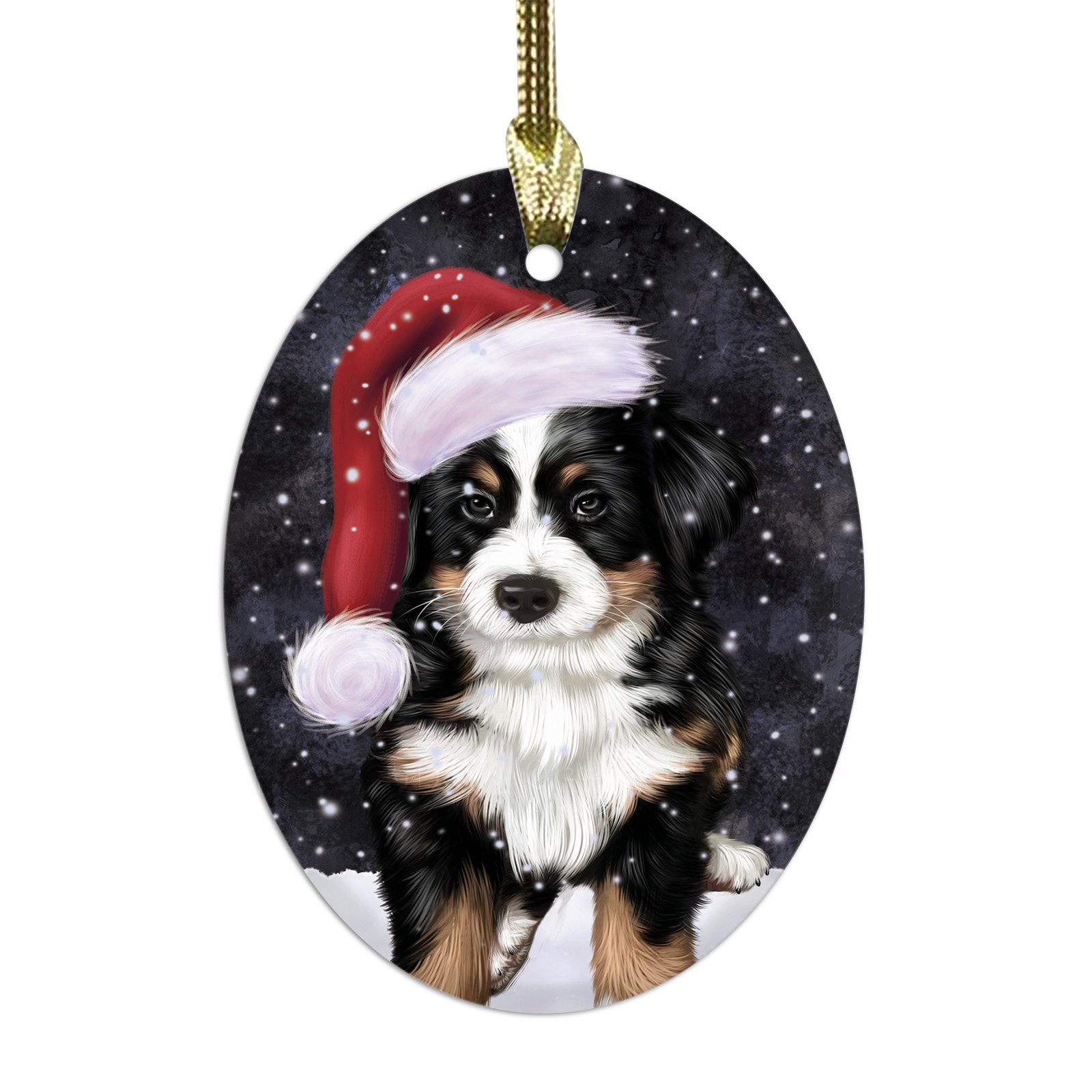 Bernese Mountain Dog Oval Glass Christmas Hanging Ornaments X-mas Tree Decor - Picture 33 of 65