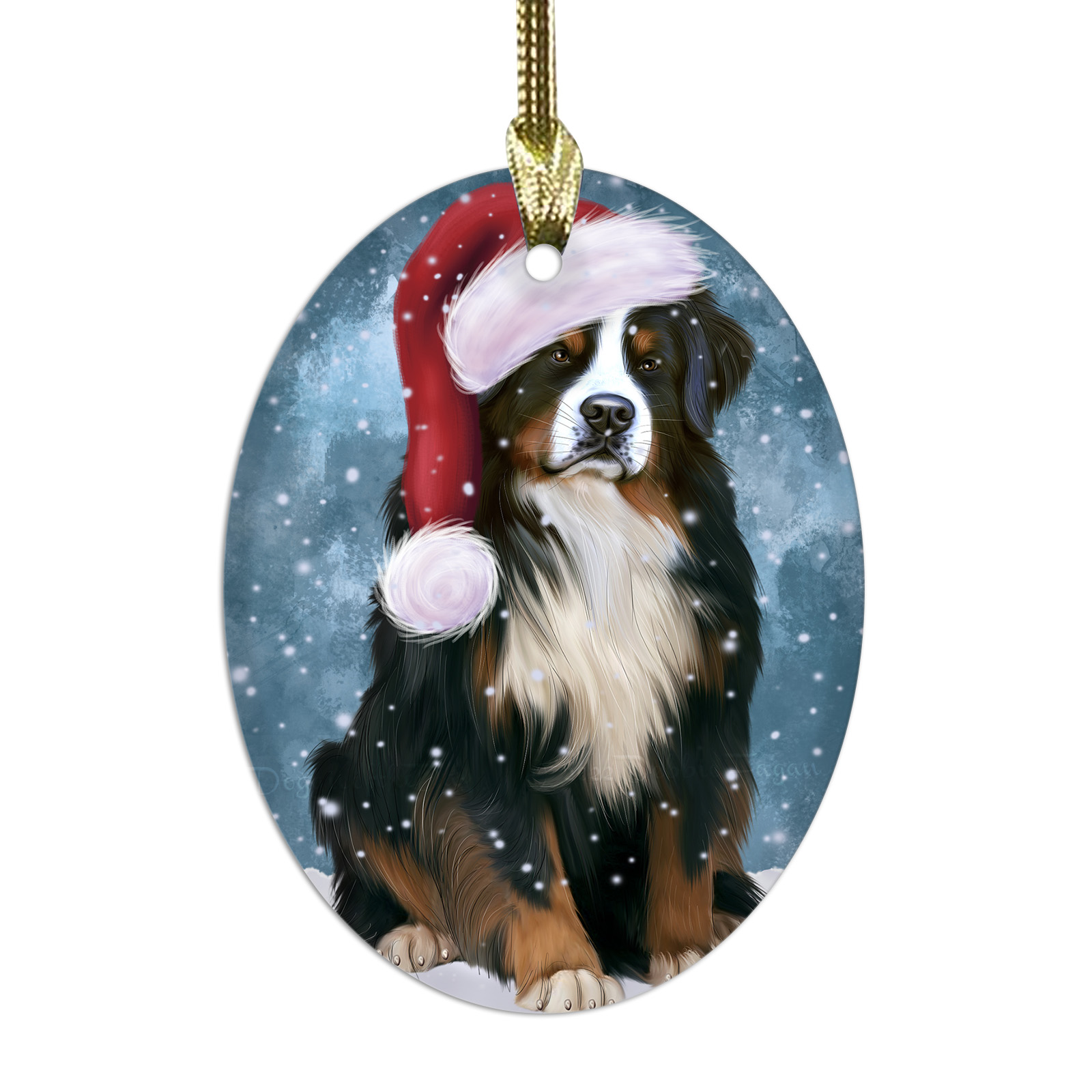 Bernese Mountain Dog Oval Glass Christmas Hanging Ornaments X-mas Tree Decor - Picture 32 of 65