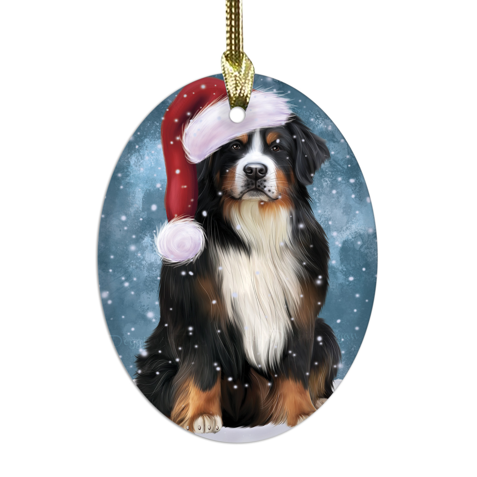 Bernese Mountain Dog Oval Glass Christmas Hanging Ornaments X-mas Tree Decor - Picture 52 of 65
