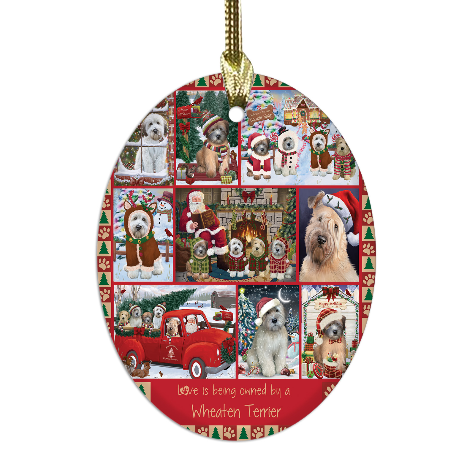 Wheaten Terrier Dog Oval Glass Christmas Hanging Ornaments X-mas Tree Decoration - Picture 24 of 77