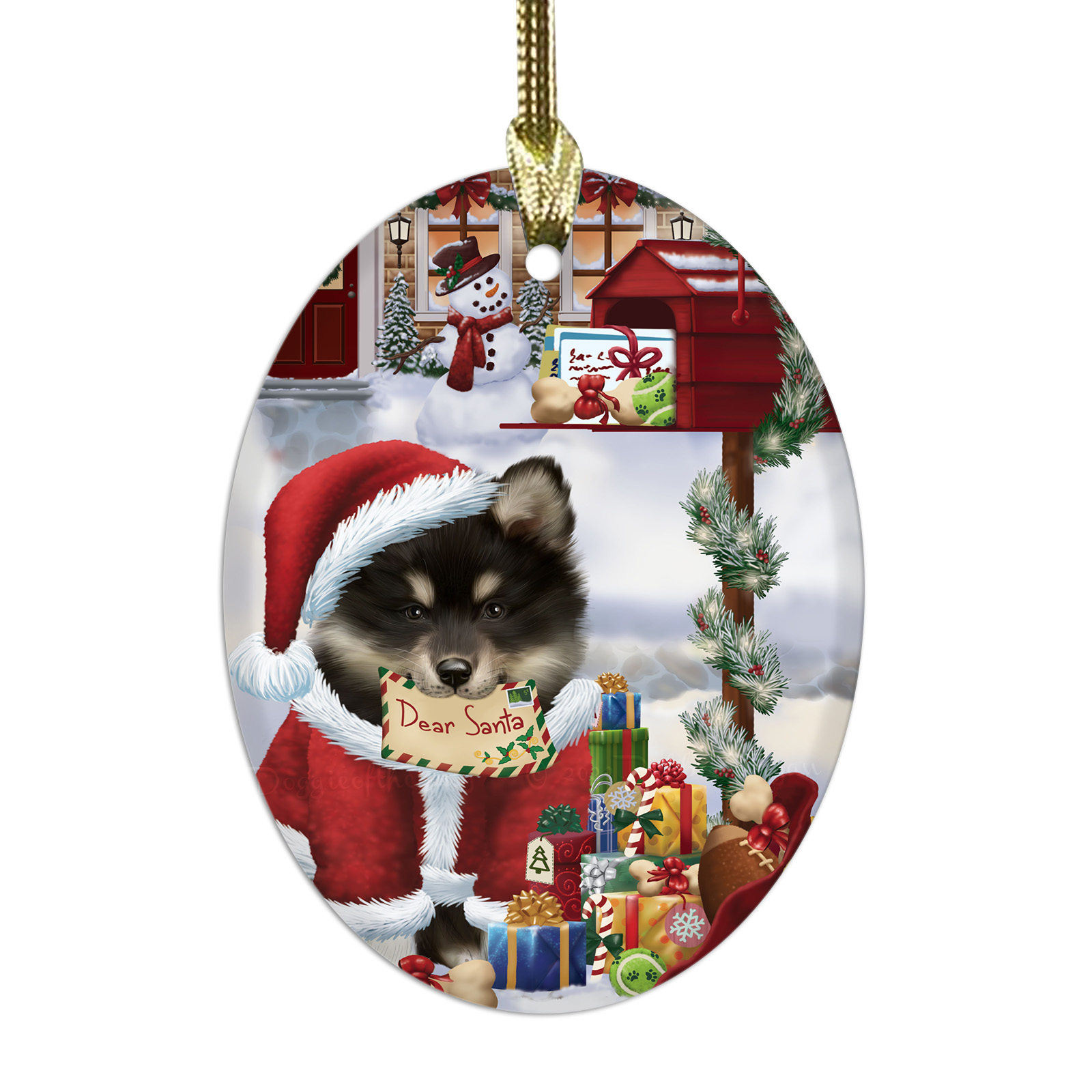 Adornos colgantes de Navidad de vidrio ovalado de perro lapphund finlandés árbol de Navidad decoración - Imagen 25 de 46