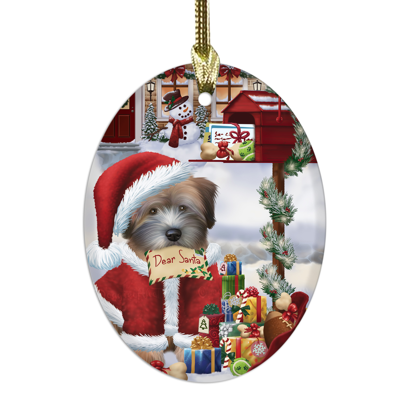 Wheaten Terrier Dog Oval Glass Christmas Hanging Ornaments X-mas Tree Decoration - Picture 63 of 77