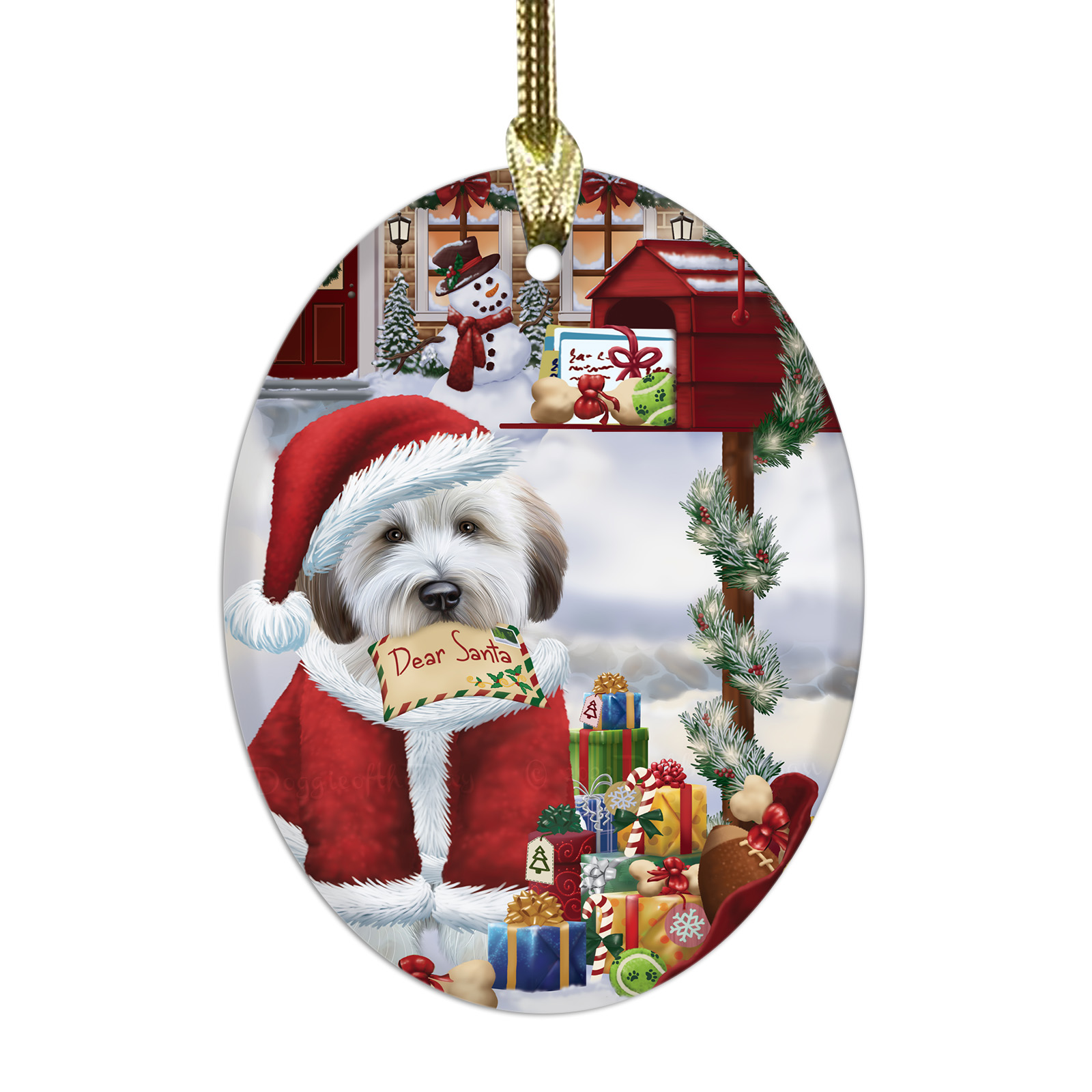 Wheaten Terrier Dog Oval Glass Christmas Hanging Ornaments X-mas Tree Decoration - Picture 34 of 77