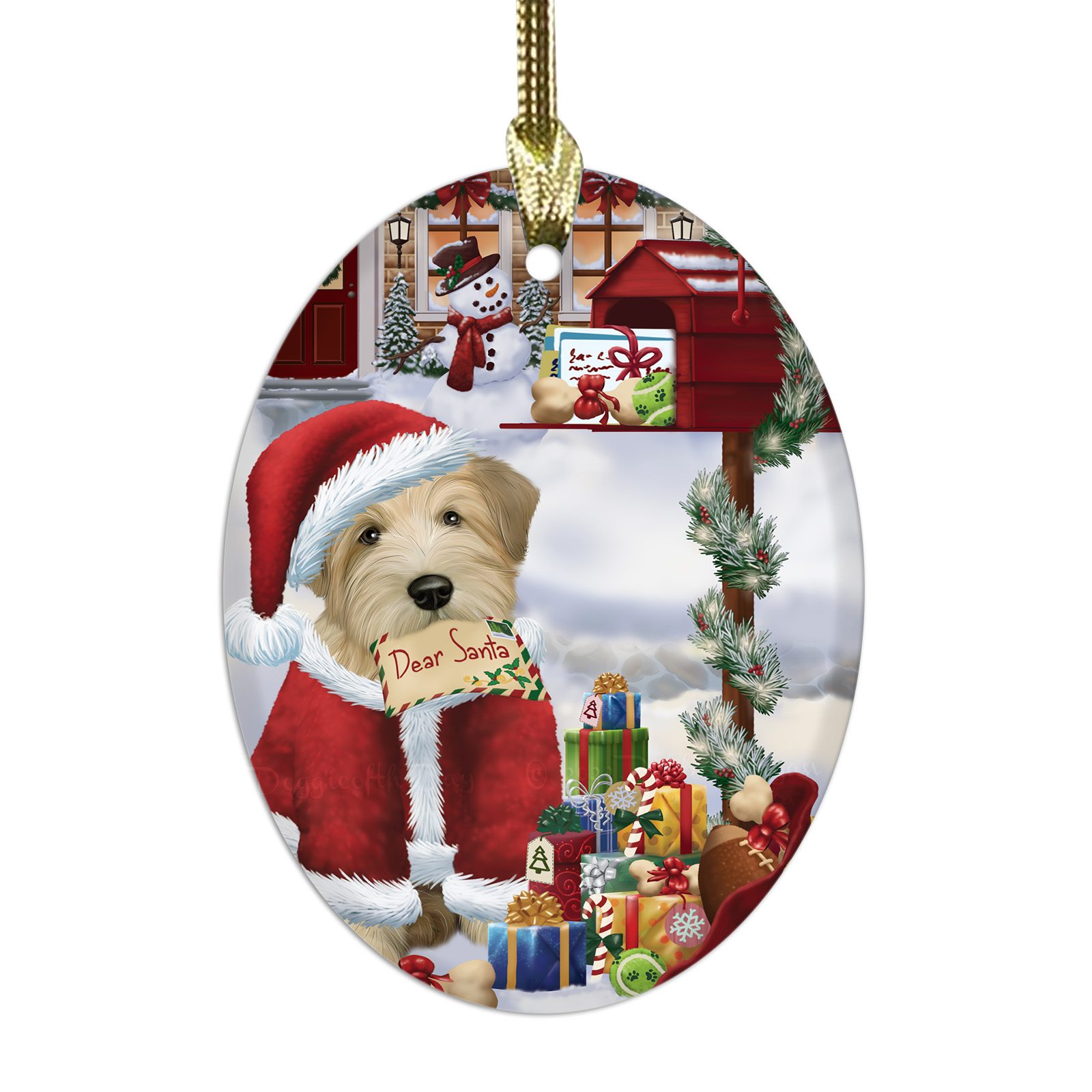 Wheaten Terrier Dog Oval Glass Christmas Hanging Ornaments X-mas Tree Decoration - Picture 64 of 77