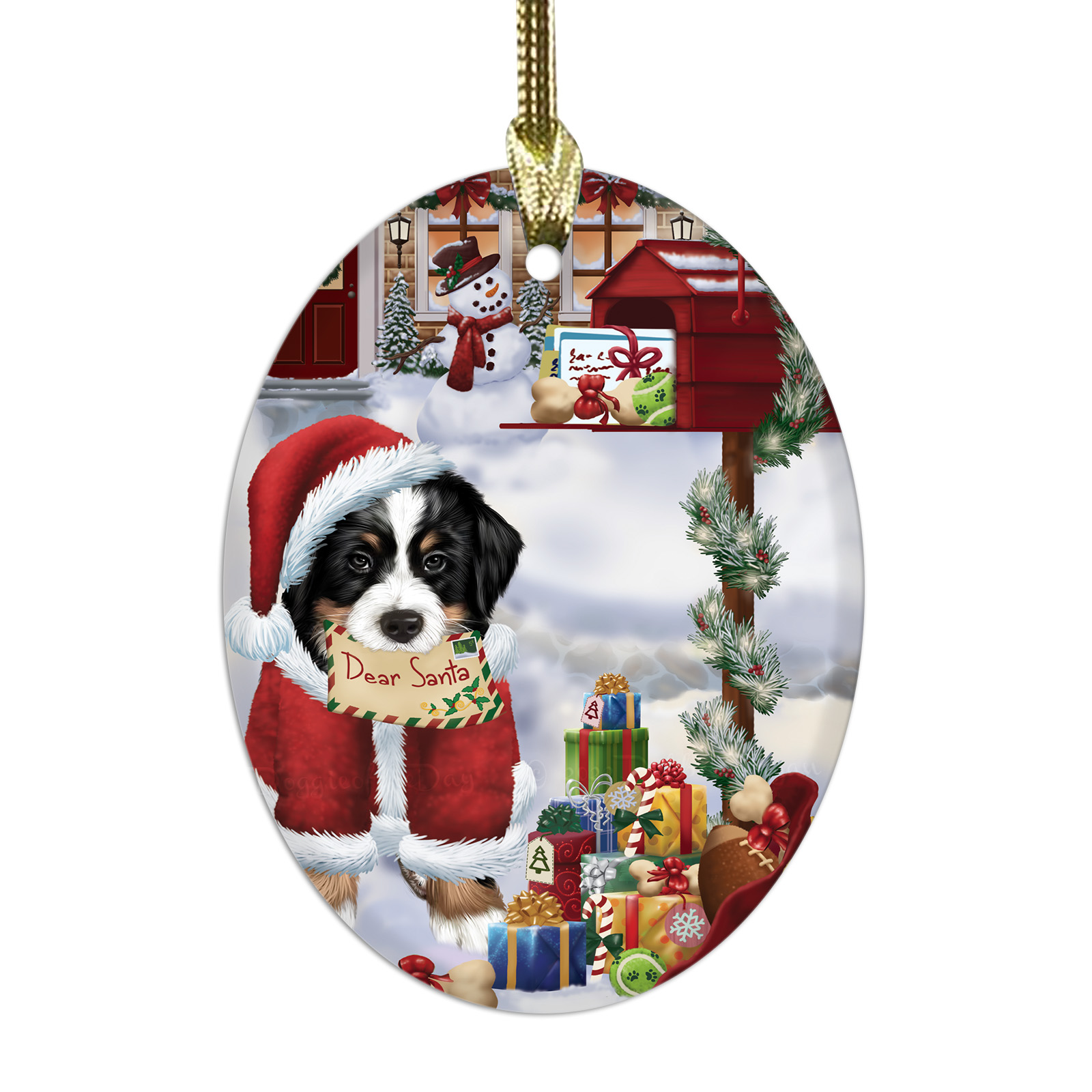 Bernese Mountain Dog Oval Glass Christmas Hanging Ornaments X-mas Tree Decor - Picture 36 of 65
