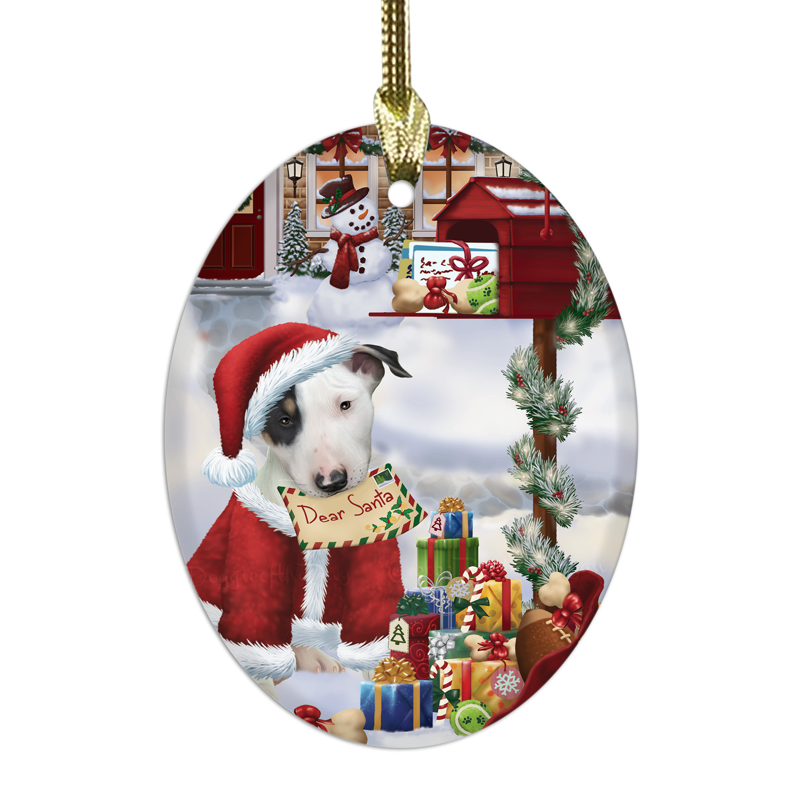 Bull Terrier cane ovale vetro decorazioni natalizie da appendere albero di natale - Foto 32 di 60