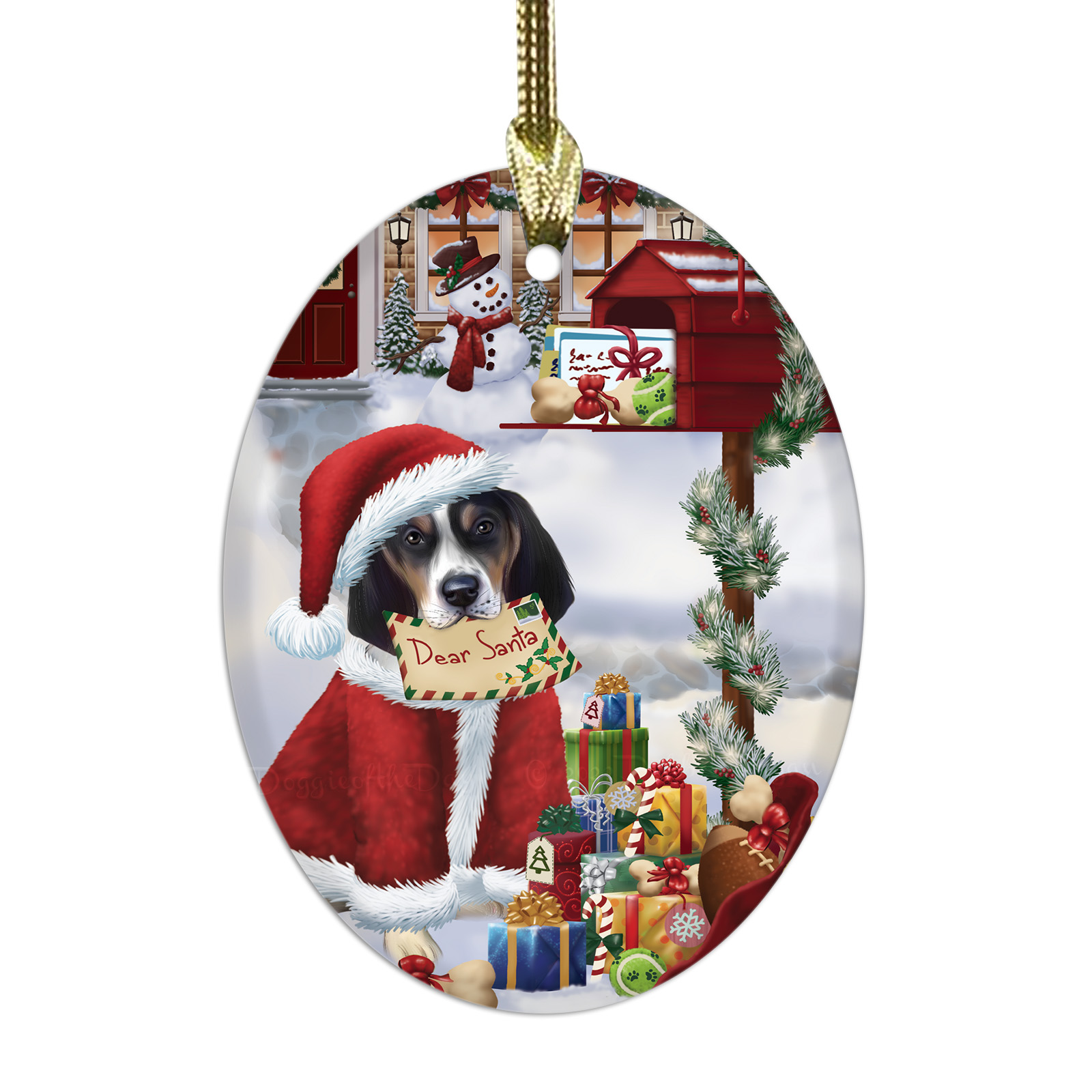 Treeing Walker Coonhound Dog Oval Glass Christmas Hanging Ornaments Decorations - Picture 22 of 37