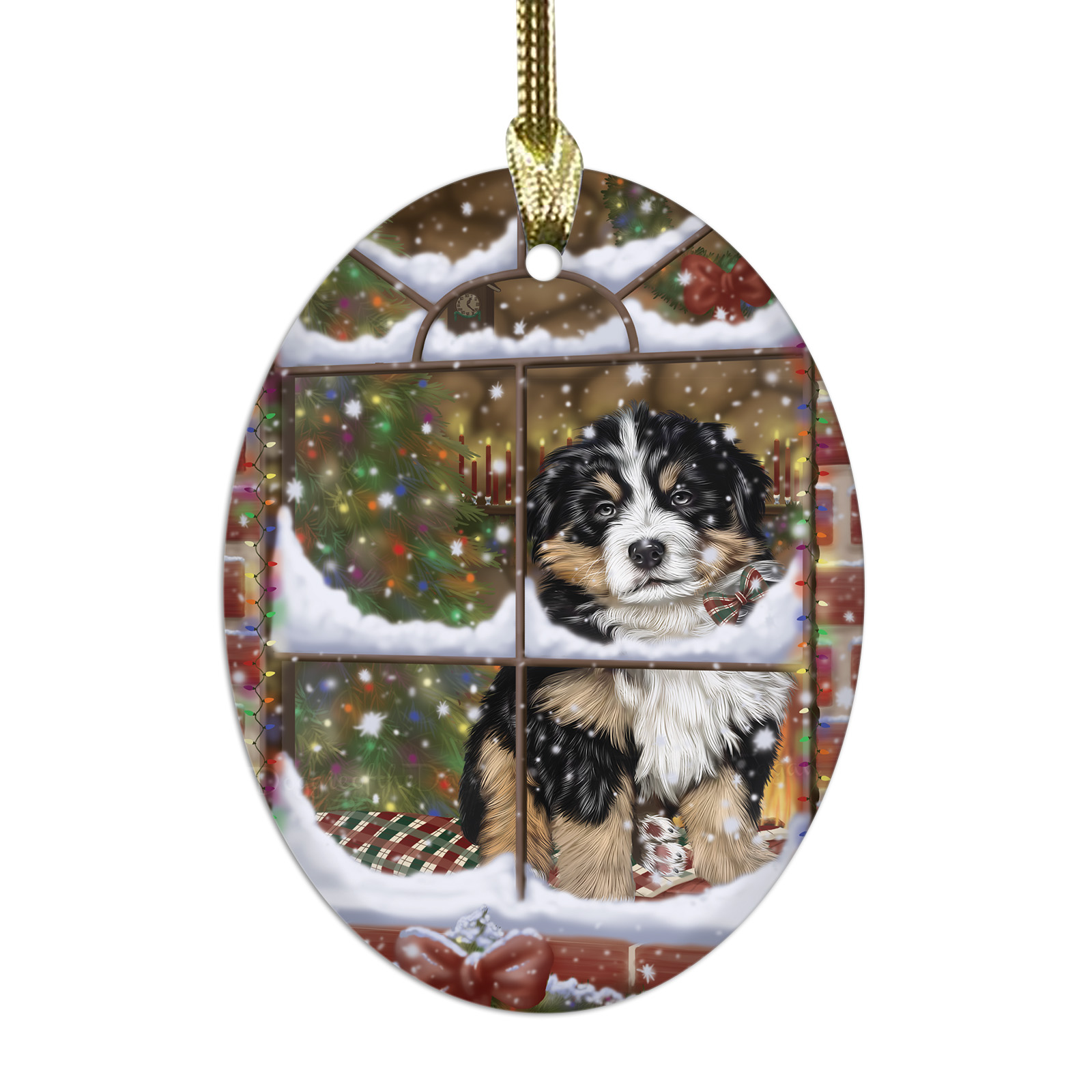 Bernese Mountain Dog Oval Glass Christmas Hanging Ornaments X-mas Tree Decor - Picture 39 of 65