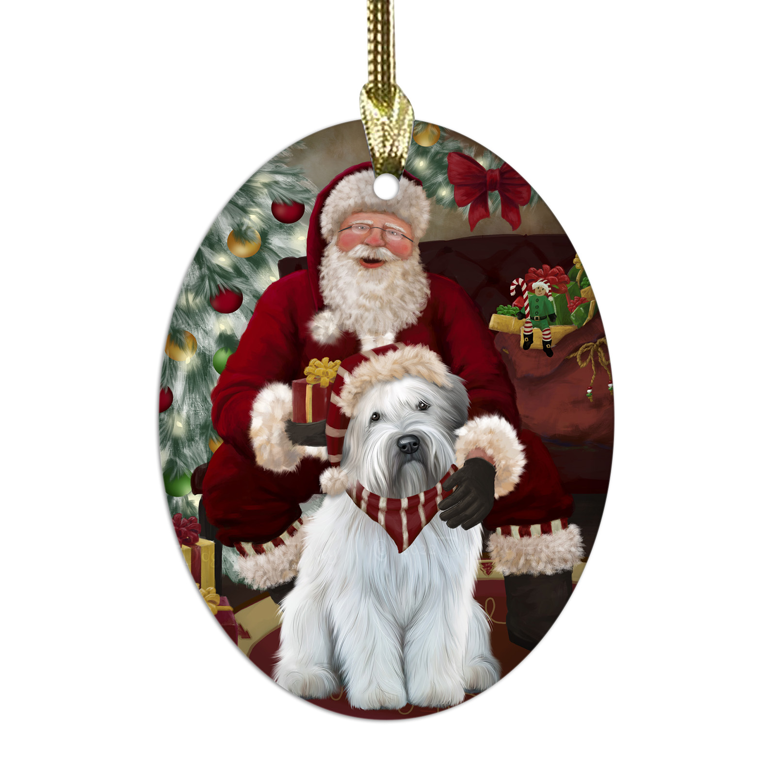 Wheaten Terrier Dog Oval Glass Christmas Hanging Ornaments X-mas Tree Decoration - Picture 30 of 77