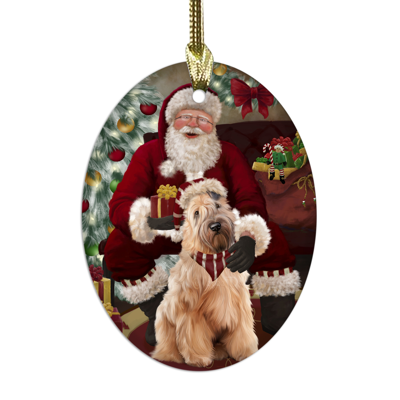 Wheaten Terrier Dog Oval Glass Christmas Hanging Ornaments X-mas Tree Decoration - Picture 77 of 77