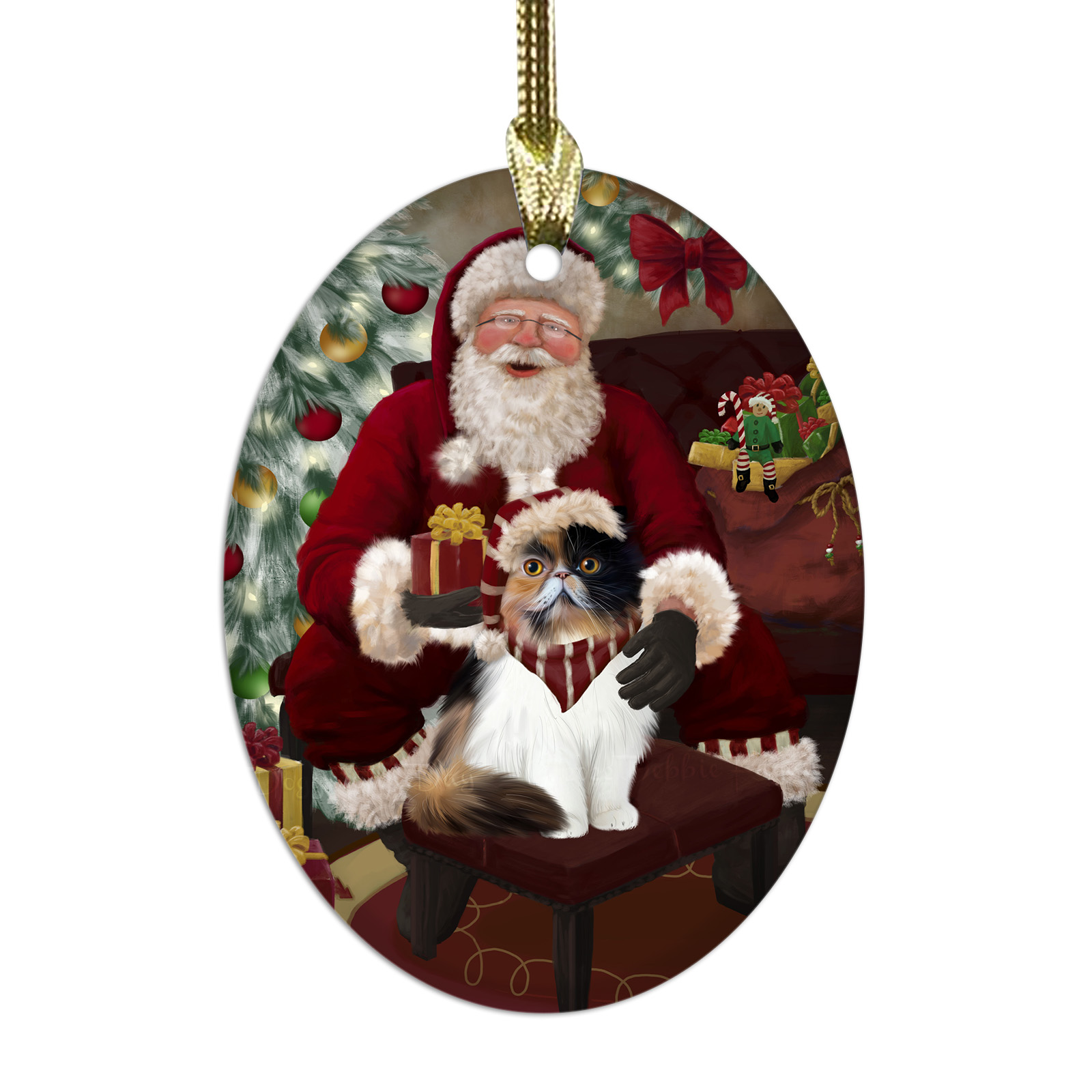 Oriental Blue-Point Siamese Cat Oval Glass Christmas Hanging Ornaments Decor - Picture 11 of 18