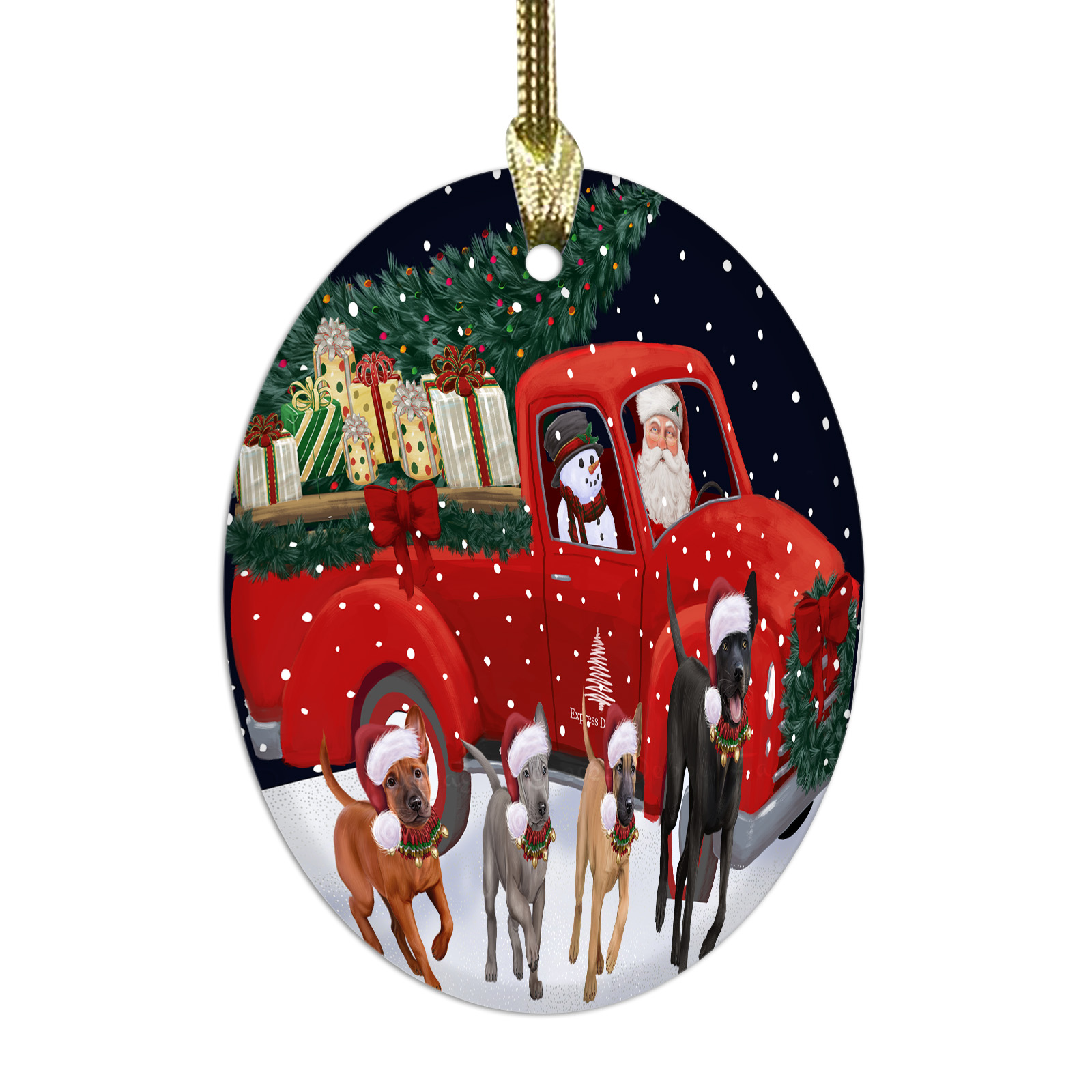 Thai Ridgeback cane ovale vetro decorazioni natalizie da appendere decorazioni albero di natale - Foto 7 di 7