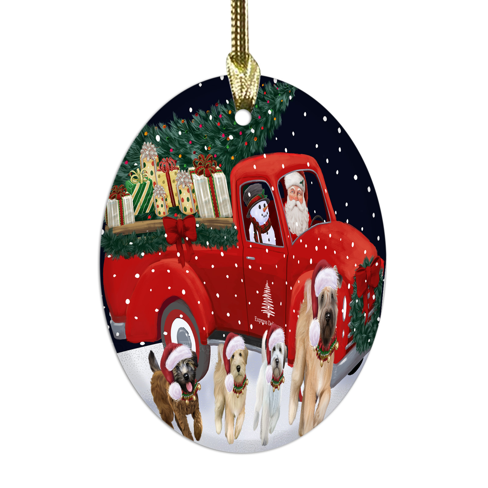 Wheaten Terrier Dog Oval Glass Christmas Hanging Ornaments X-mas Tree Decoration - Picture 27 of 77