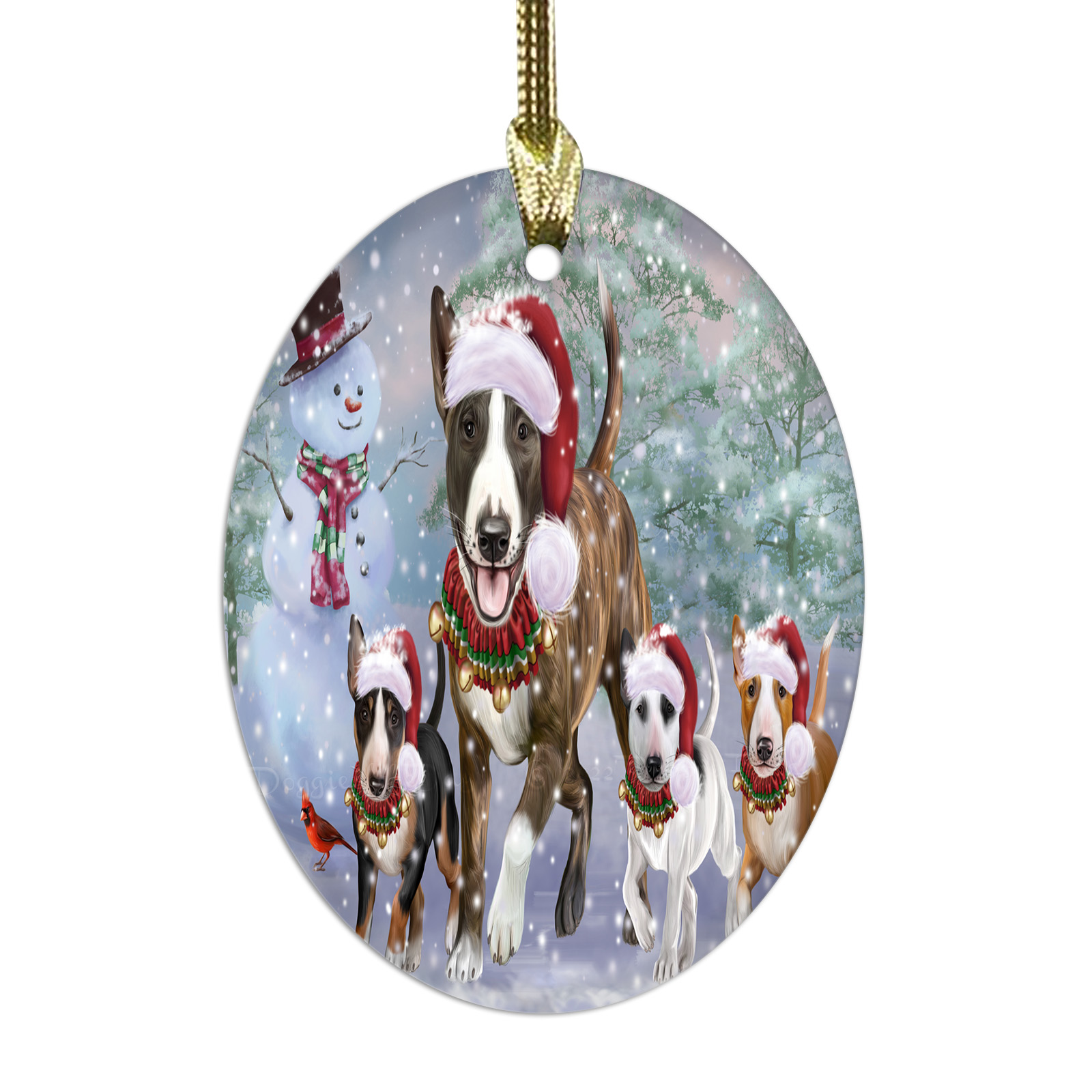 Bull Terrier cane ovale vetro decorazioni natalizie da appendere albero di natale - Foto 24 di 60