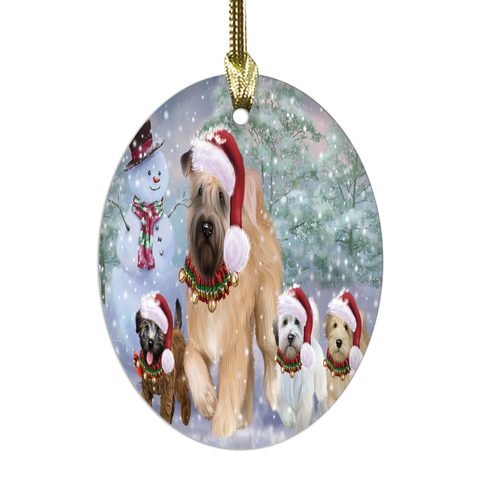 Wheaten Terrier Dog Oval Glass Christmas Hanging Ornaments X-mas Tree Decoration - Picture 25 of 77