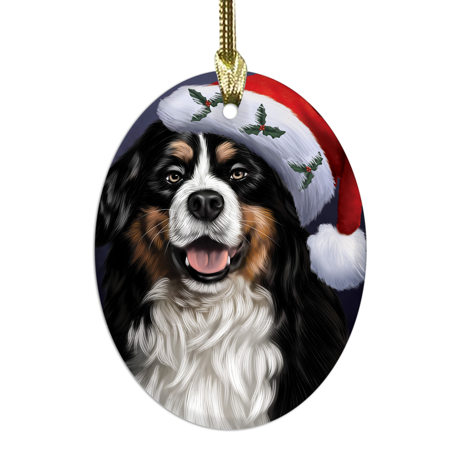 Bernese Mountain Dog Oval Glass Christmas Hanging Ornaments X-mas Tree Decor - Picture 26 of 65
