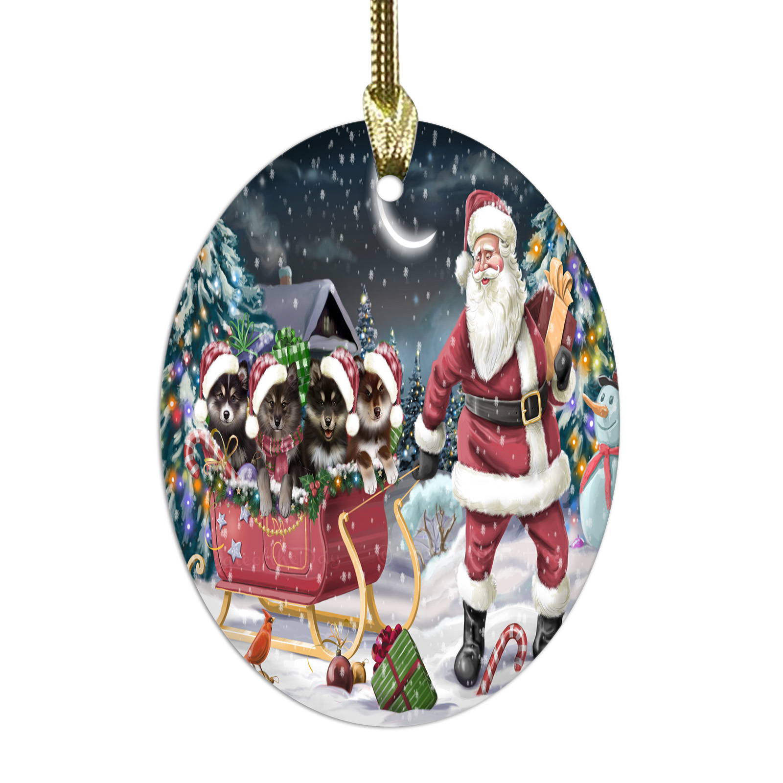 Adornos colgantes de Navidad de vidrio ovalado de perro lapphund finlandés árbol de Navidad decoración - Imagen 22 de 46
