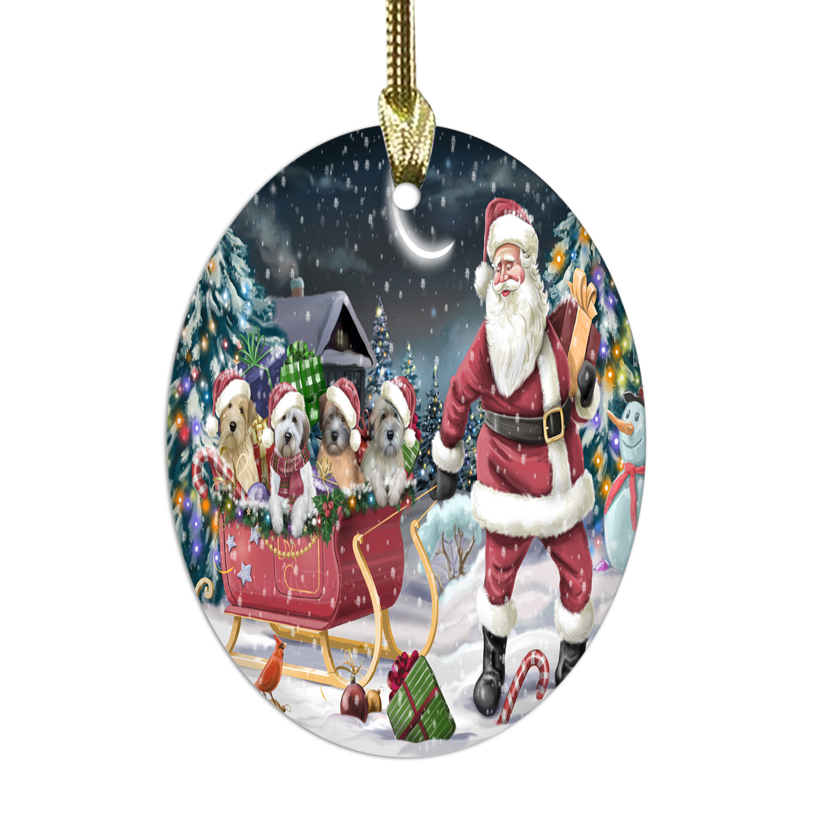 Wheaten Terrier Dog Oval Glass Christmas Hanging Ornaments X-mas Tree Decoration - Picture 23 of 77