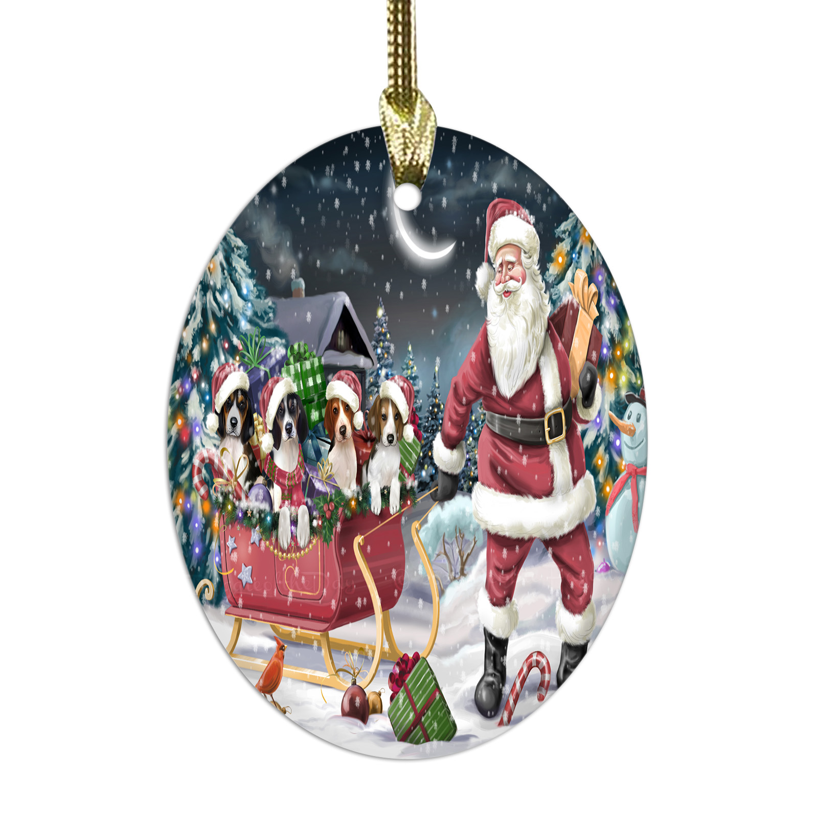 Treeing Walker Coonhound Dog Oval Glass Christmas Hanging Ornaments Decorations - Picture 20 of 37