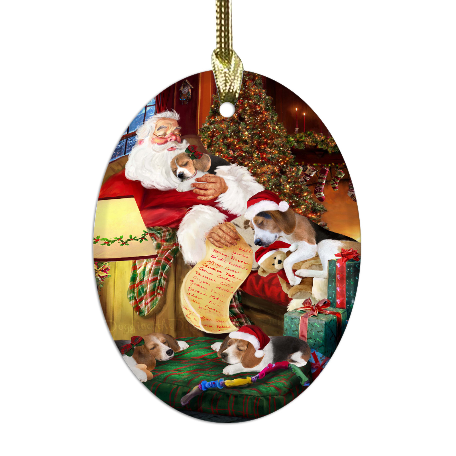 Treeing Walker Coonhound Dog Oval Glass Christmas Hanging Ornaments Decorations - Picture 8 of 37