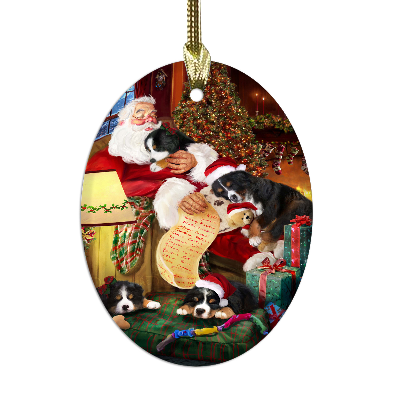 Bernese Mountain Dog Oval Glass Christmas Hanging Ornaments X-mas Tree Decor - Picture 11 of 65