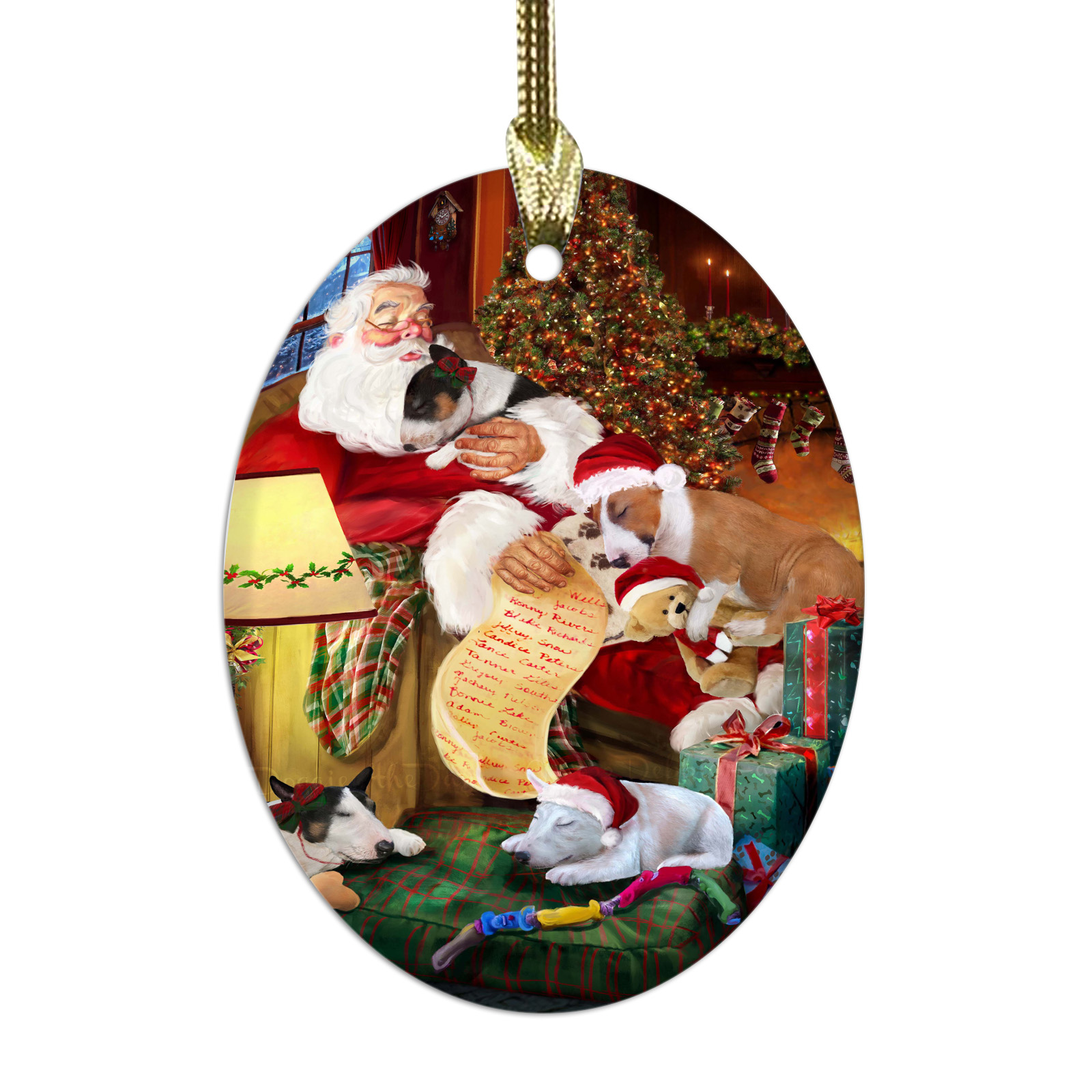 Bull Terrier cane ovale vetro decorazioni natalizie da appendere albero di natale - Foto 10 di 60