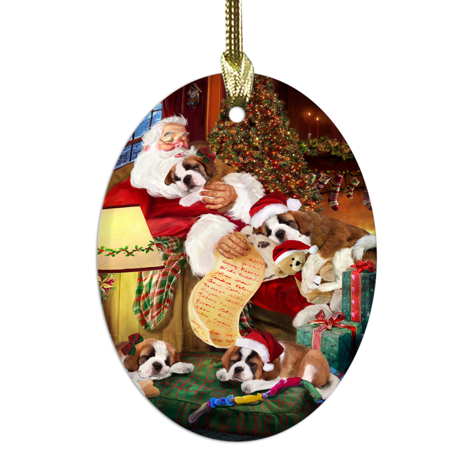 Saint Bernard Dog Oval Glass Christmas Hanging Ornaments X-mas Tree Decorations - Picture 10 of 44