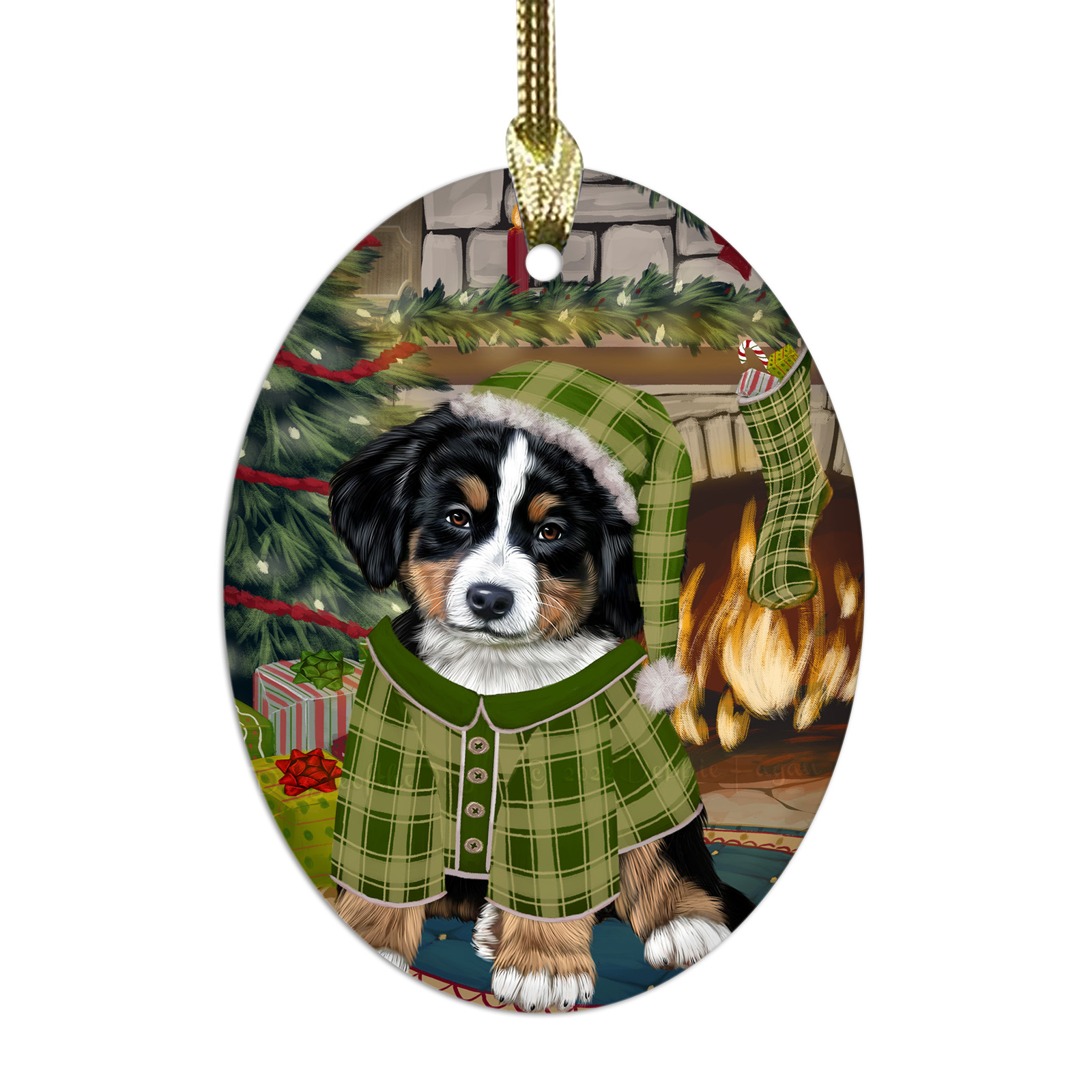 Bernese Mountain Dog Oval Glass Christmas Hanging Ornaments X-mas Tree Decor - Picture 53 of 65