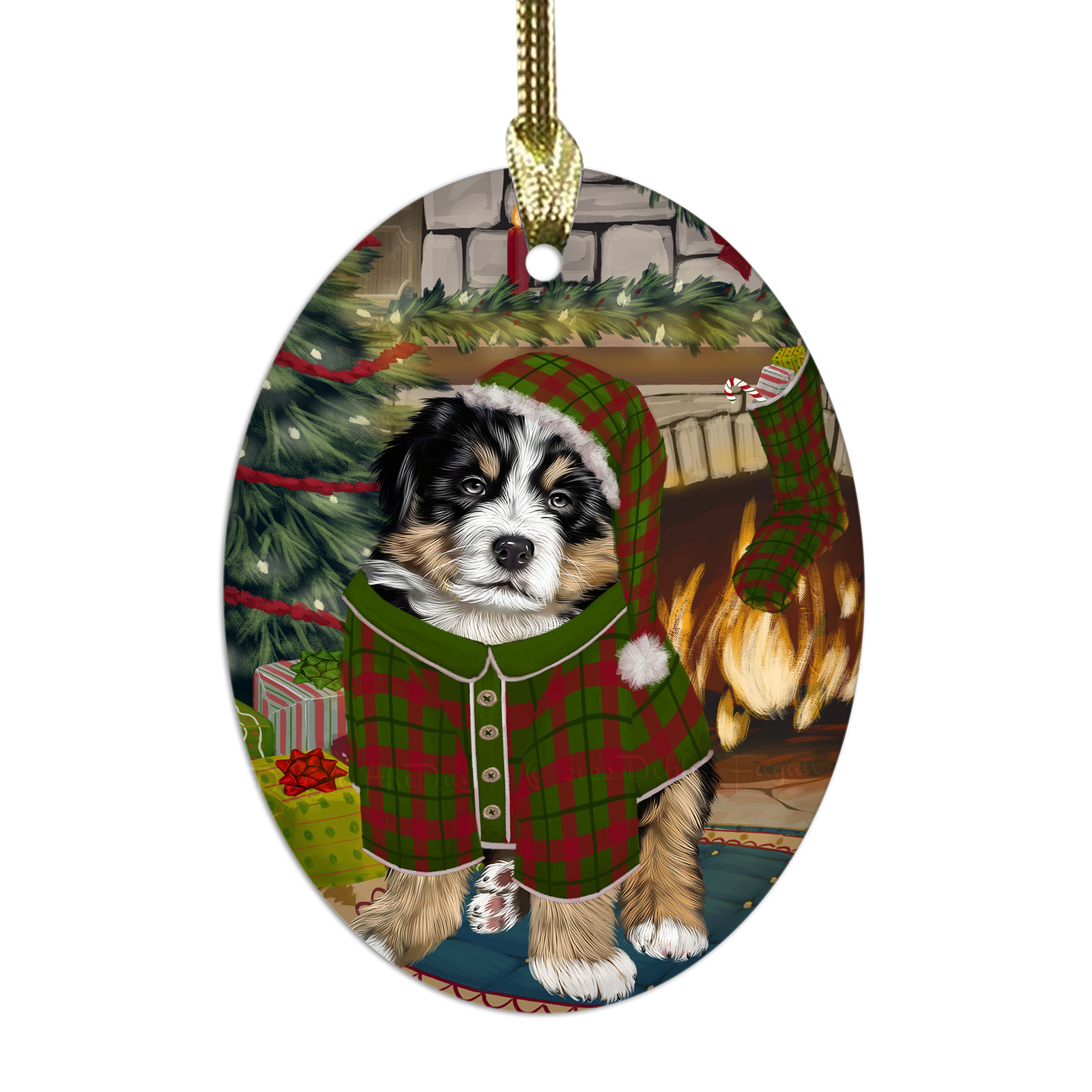 Bernese Mountain Dog Oval Glass Christmas Hanging Ornaments X-mas Tree Decor - Picture 46 of 65