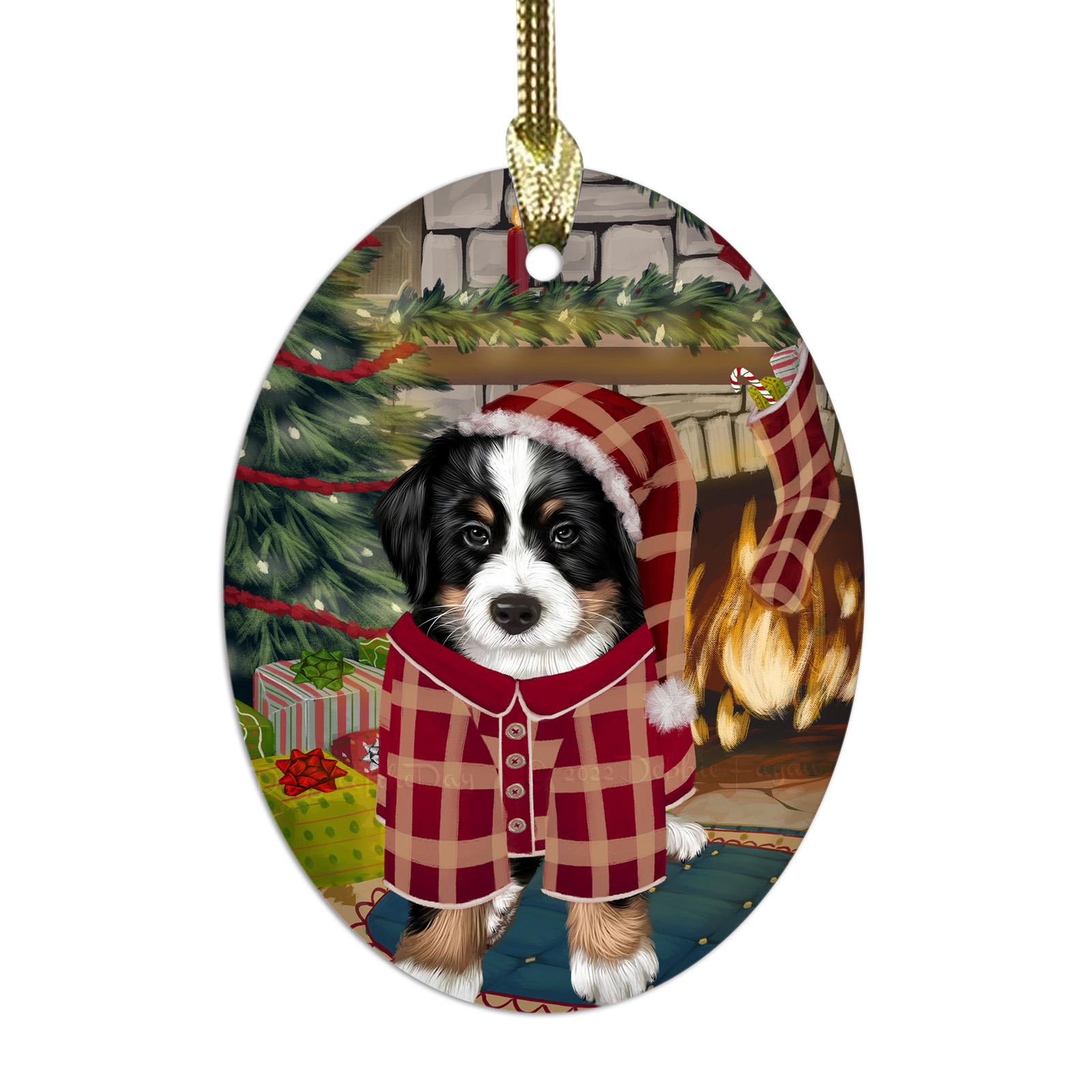 Bernese Mountain Dog Oval Glass Christmas Hanging Ornaments X-mas Tree Decor - Picture 54 of 65