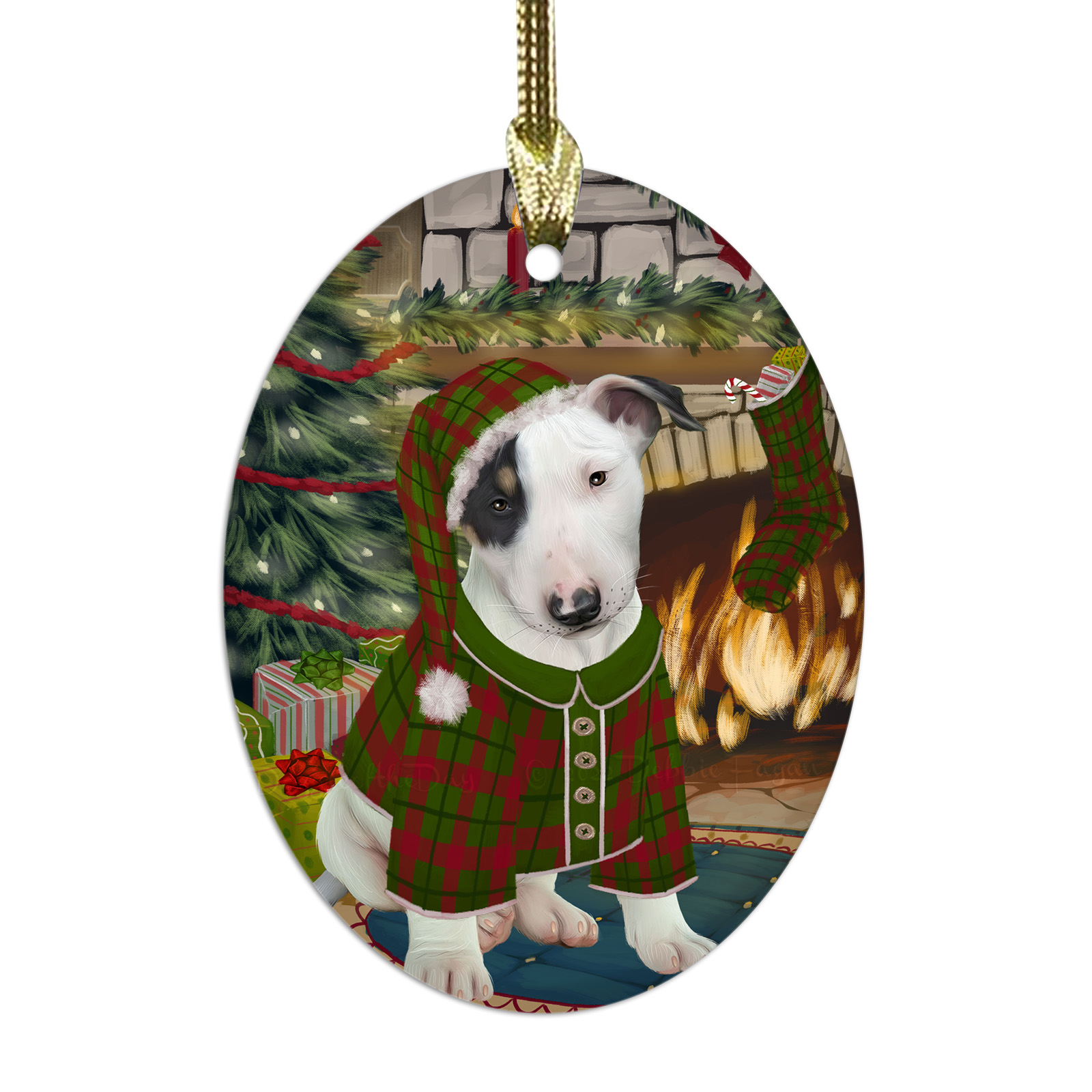 Bull Terrier cane ovale vetro decorazioni natalizie da appendere albero di natale - Foto 42 di 60