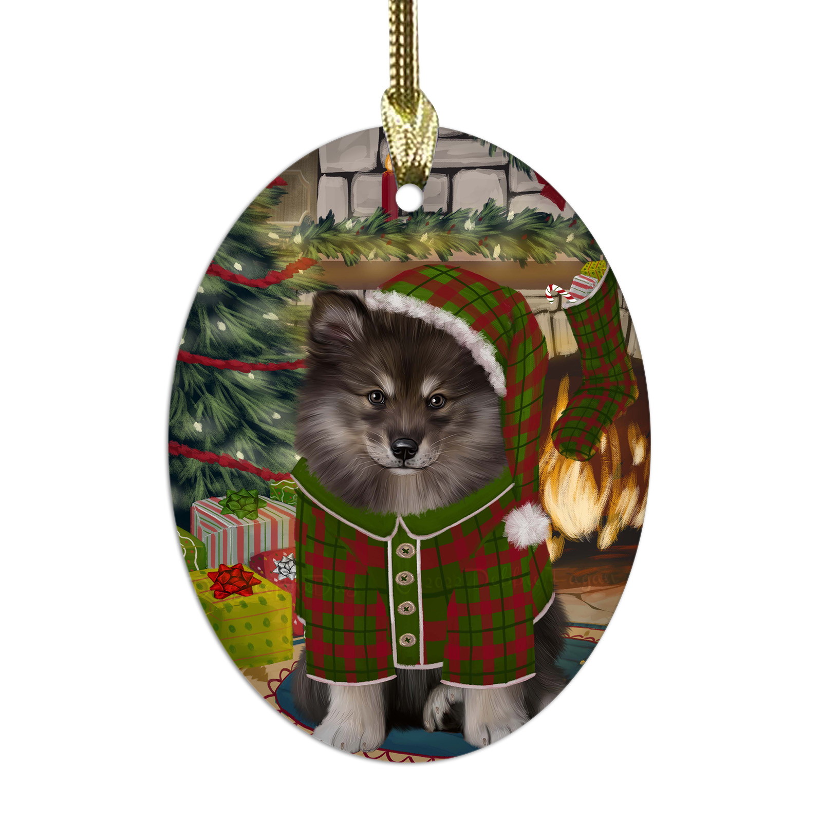 Adornos colgantes de Navidad de vidrio ovalado de perro lapphund finlandés árbol de Navidad decoración - Imagen 32 de 46