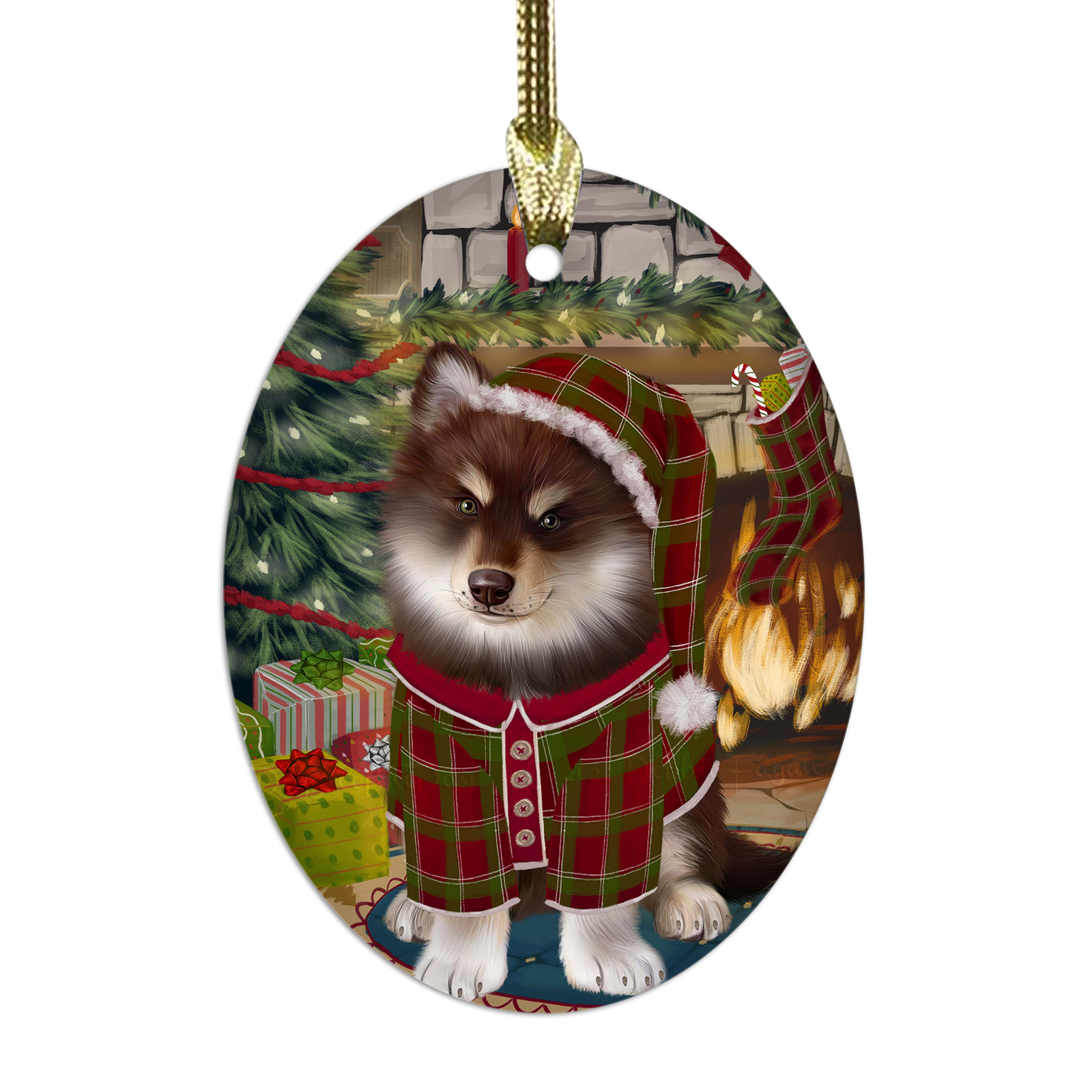 Adornos colgantes de Navidad de vidrio ovalado de perro lapphund finlandés árbol de Navidad decoración - Imagen 33 de 46