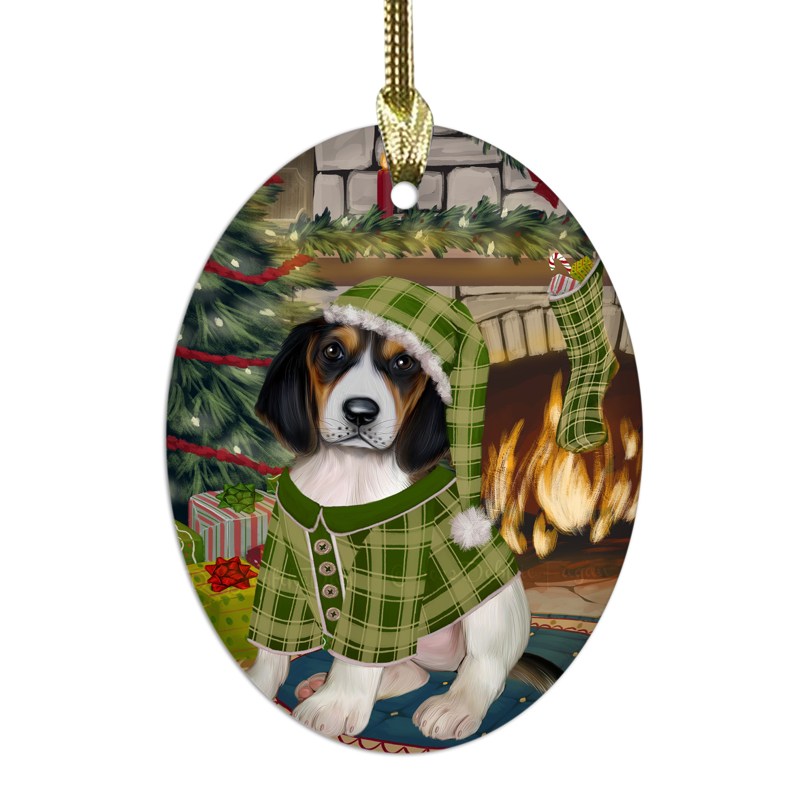 Treeing Walker Coonhound Dog Oval Glass Christmas Hanging Ornaments Decorations - Picture 29 of 37
