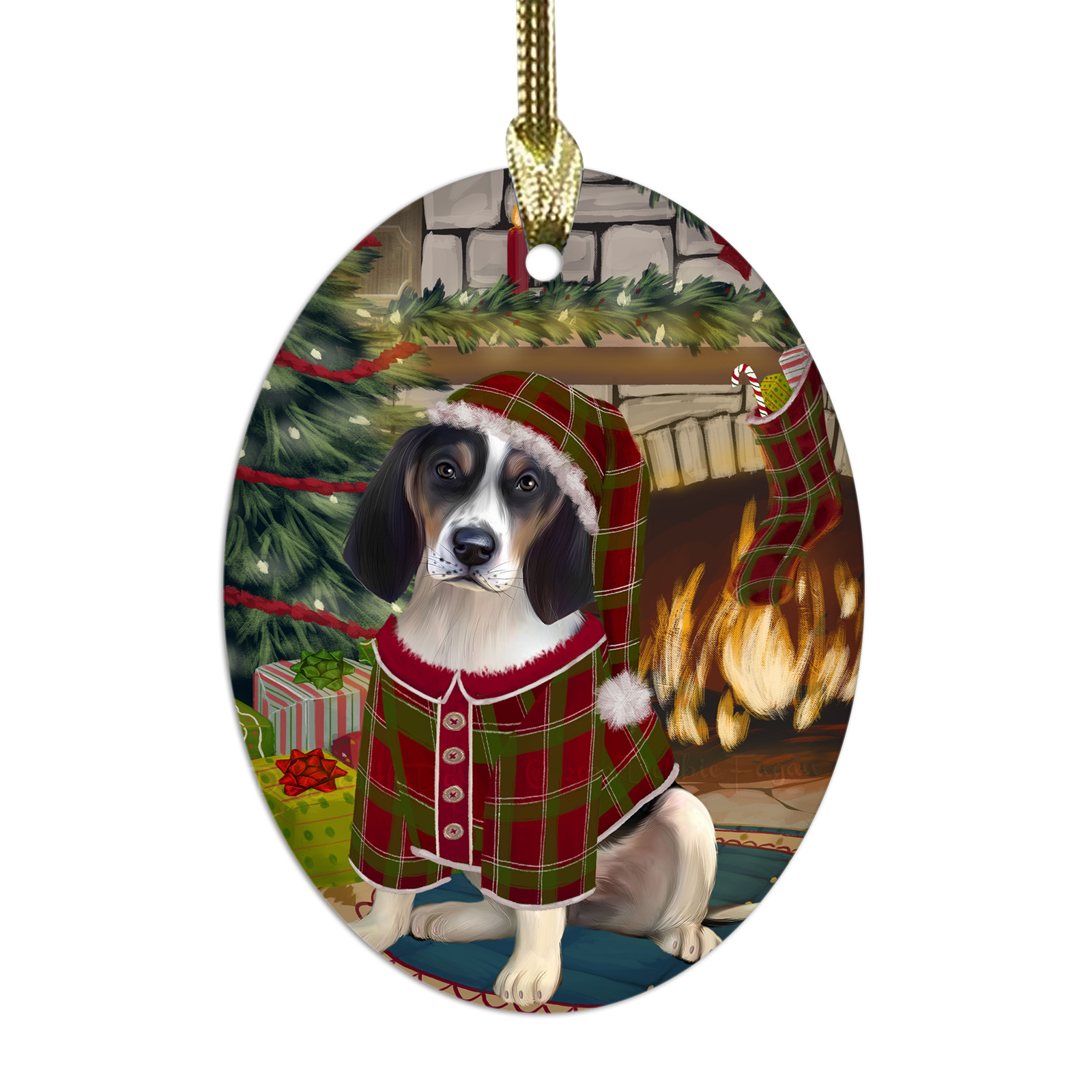 Treeing Walker Coonhound Dog Oval Glass Christmas Hanging Ornaments Decorations - Picture 27 of 37