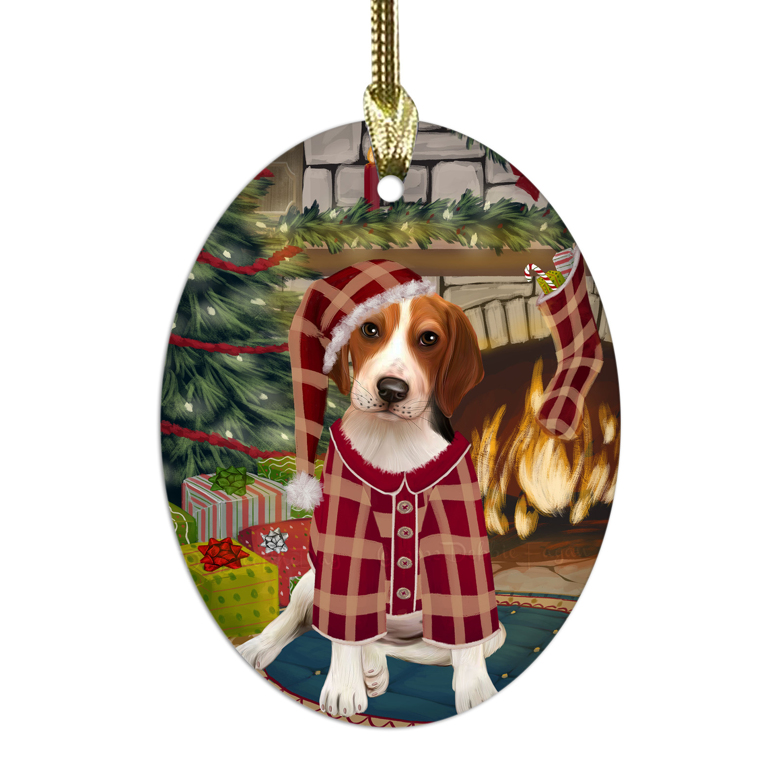 Treeing Walker Coonhound Dog Oval Glass Christmas Hanging Ornaments Decorations - Picture 30 of 37