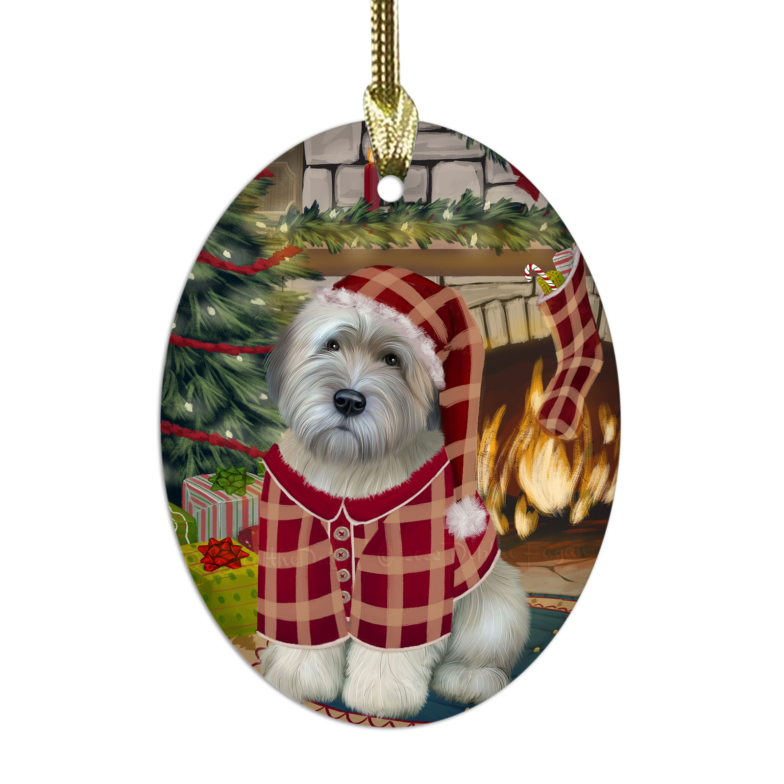 Wheaten Terrier Dog Oval Glass Christmas Hanging Ornaments X-mas Tree Decoration - Picture 53 of 77